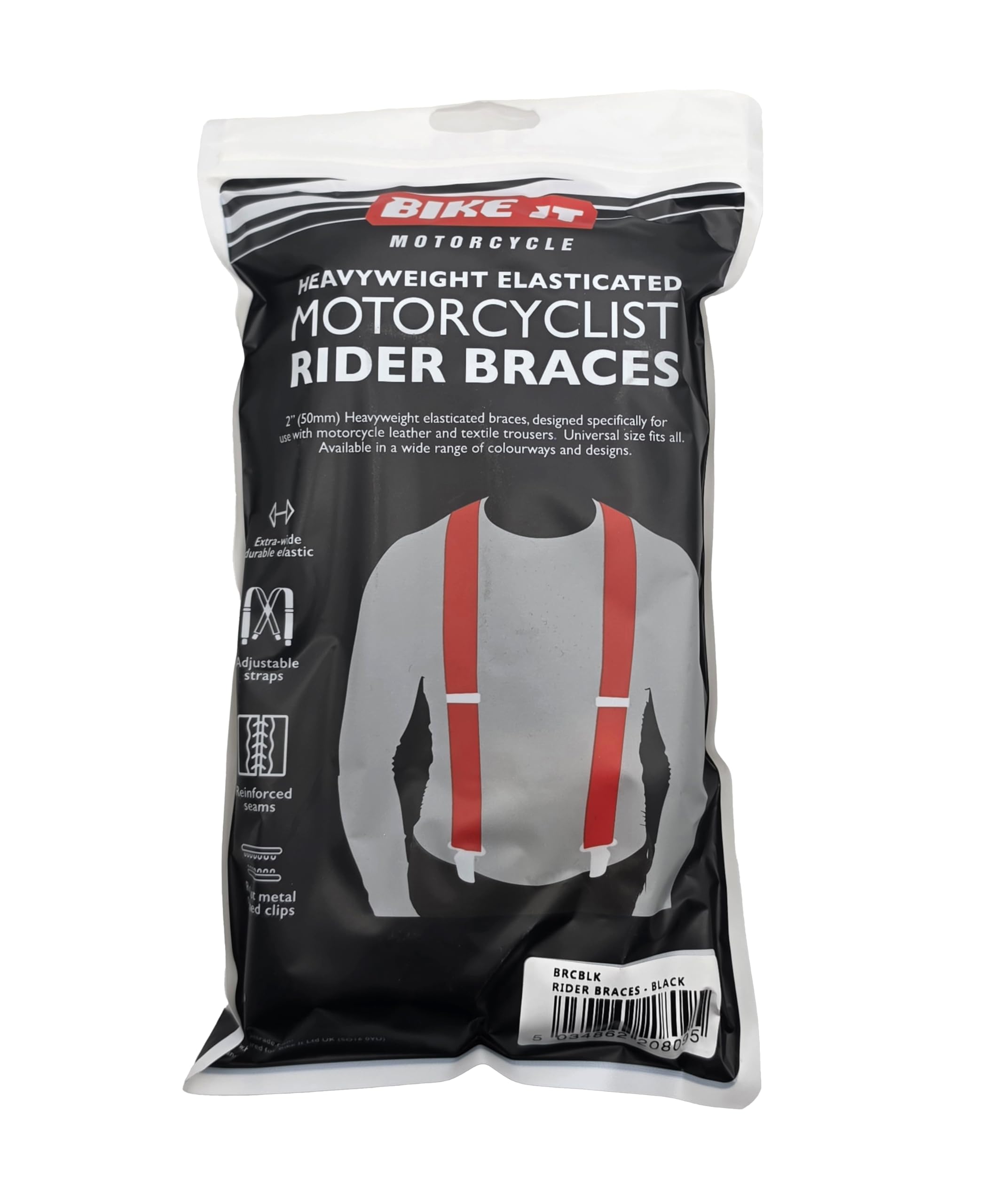 BIKEIT HEAVY DUTY ELASTICATED PAIR BRACES Motorbike Biker Rider Braces For Mens Pant Trouser