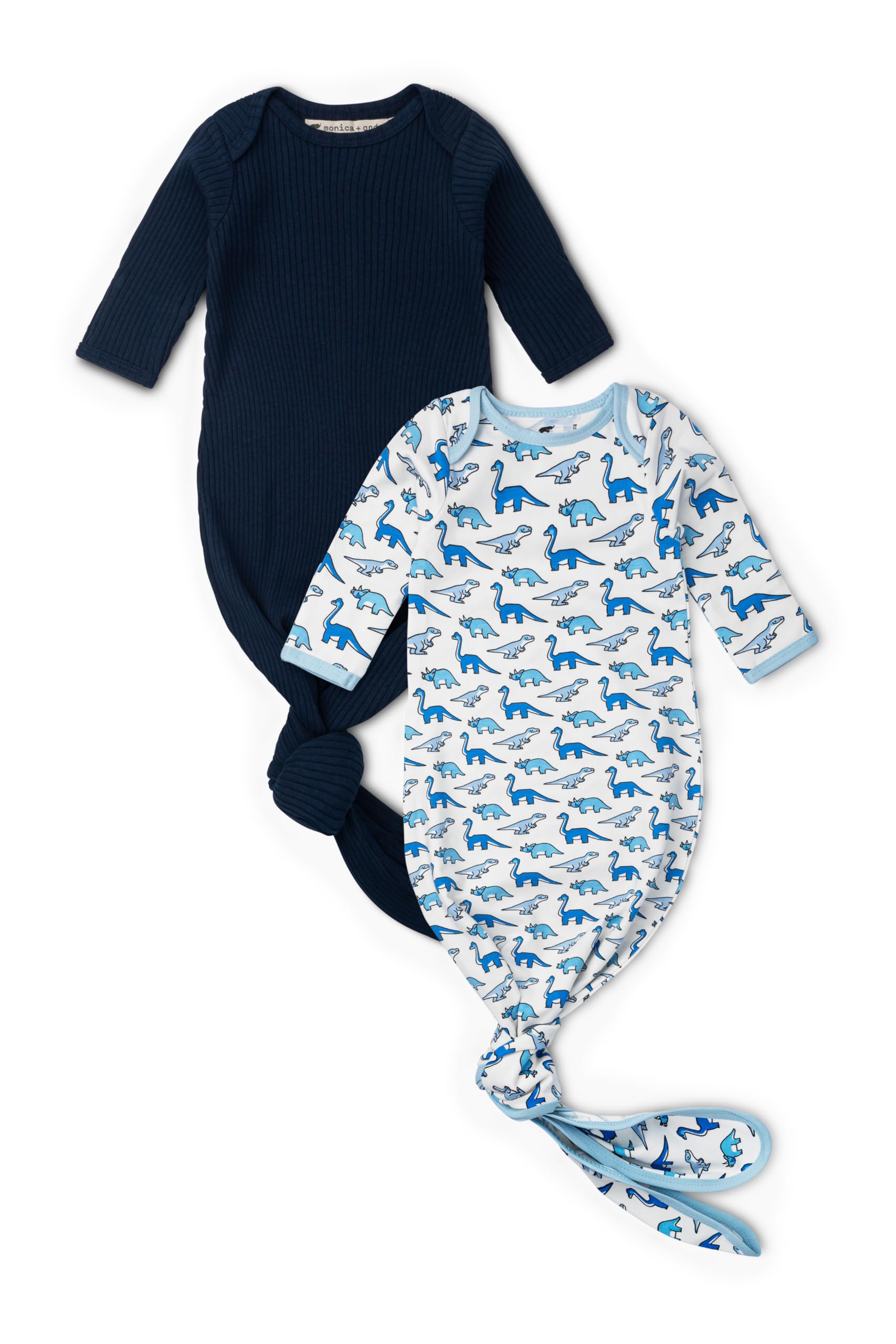 MONICA + ANDY Baby Organic Knot It Gown, Blue, Newborn