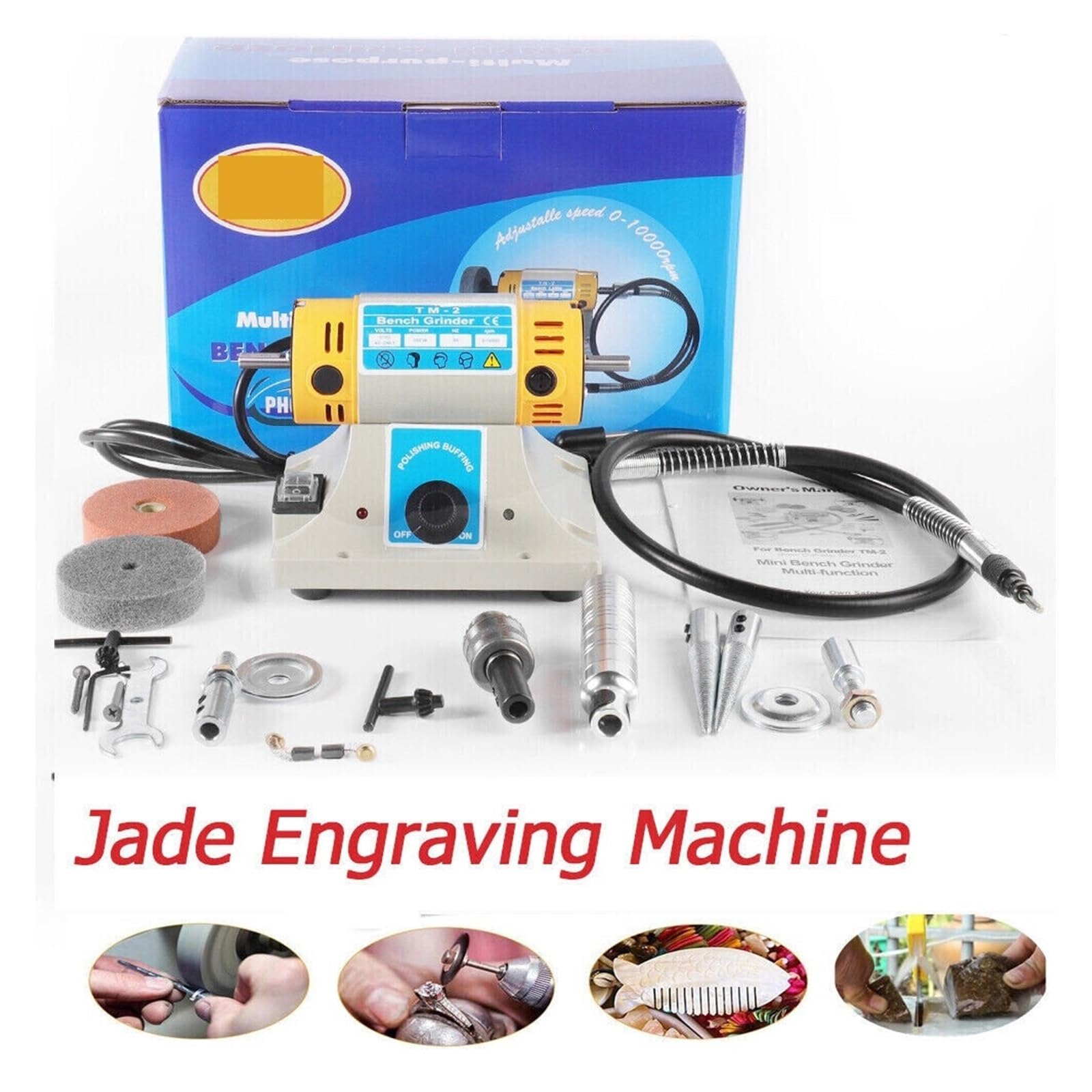 Esmeriladora de Banco, Mini sierra de mesa de 350W, multifuncional, for carpintería, 10000RPM, joyería de gemas, pulidora de roca, máquina de corte, amoladora de torno de banco, para moler, pulir y t
