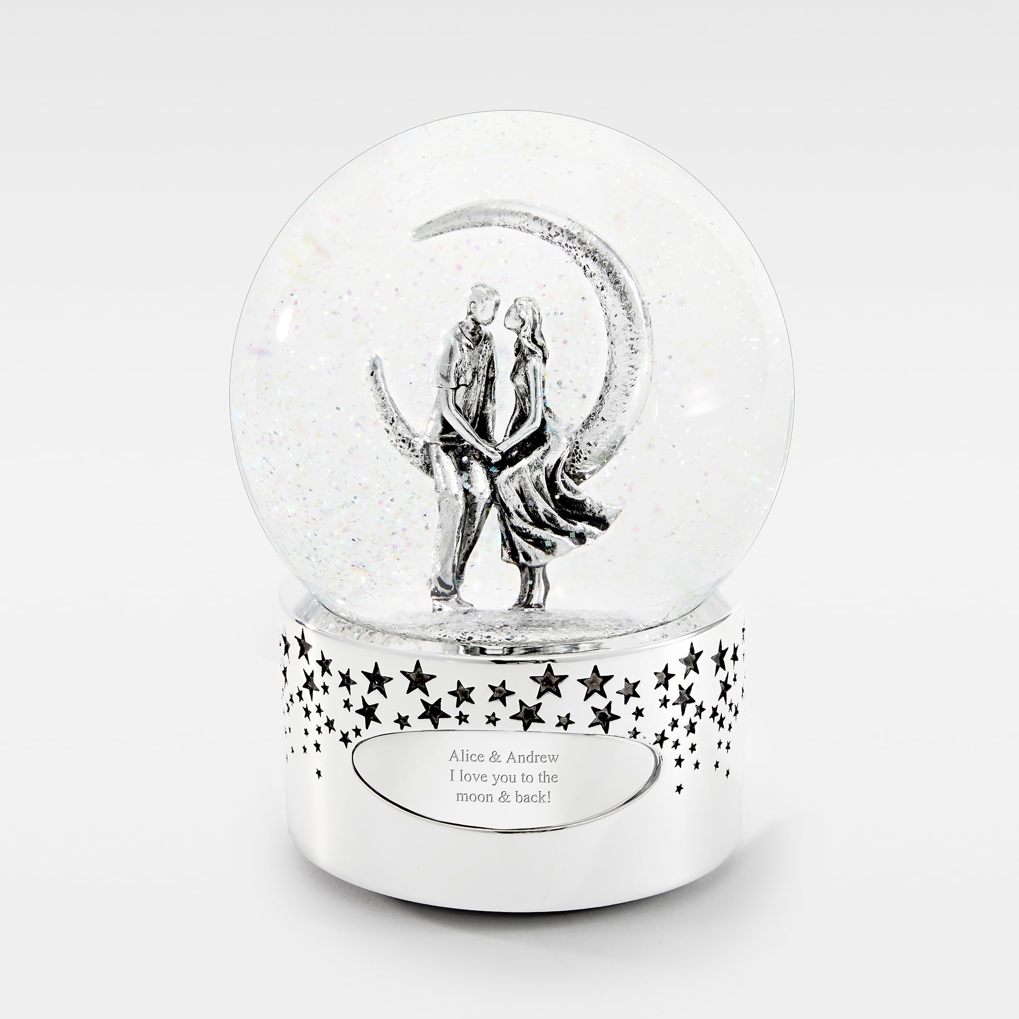 Things Remembered Engraved Moonlight Couple Musical Snow Globe (Free Customization), Plays Clair De Lune Music