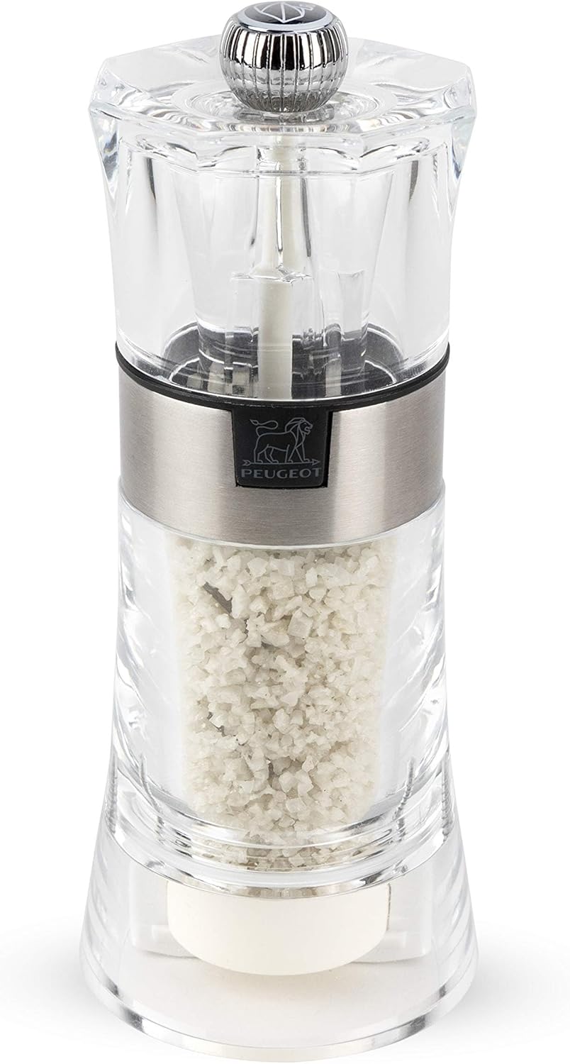 PEUGEOT - Salt mill for moist salt Oslo 14 cm - Classic setting - Zirlion grinder made of zirconia for powder fine salt - Made of acrylic and stainless steel - French know-how