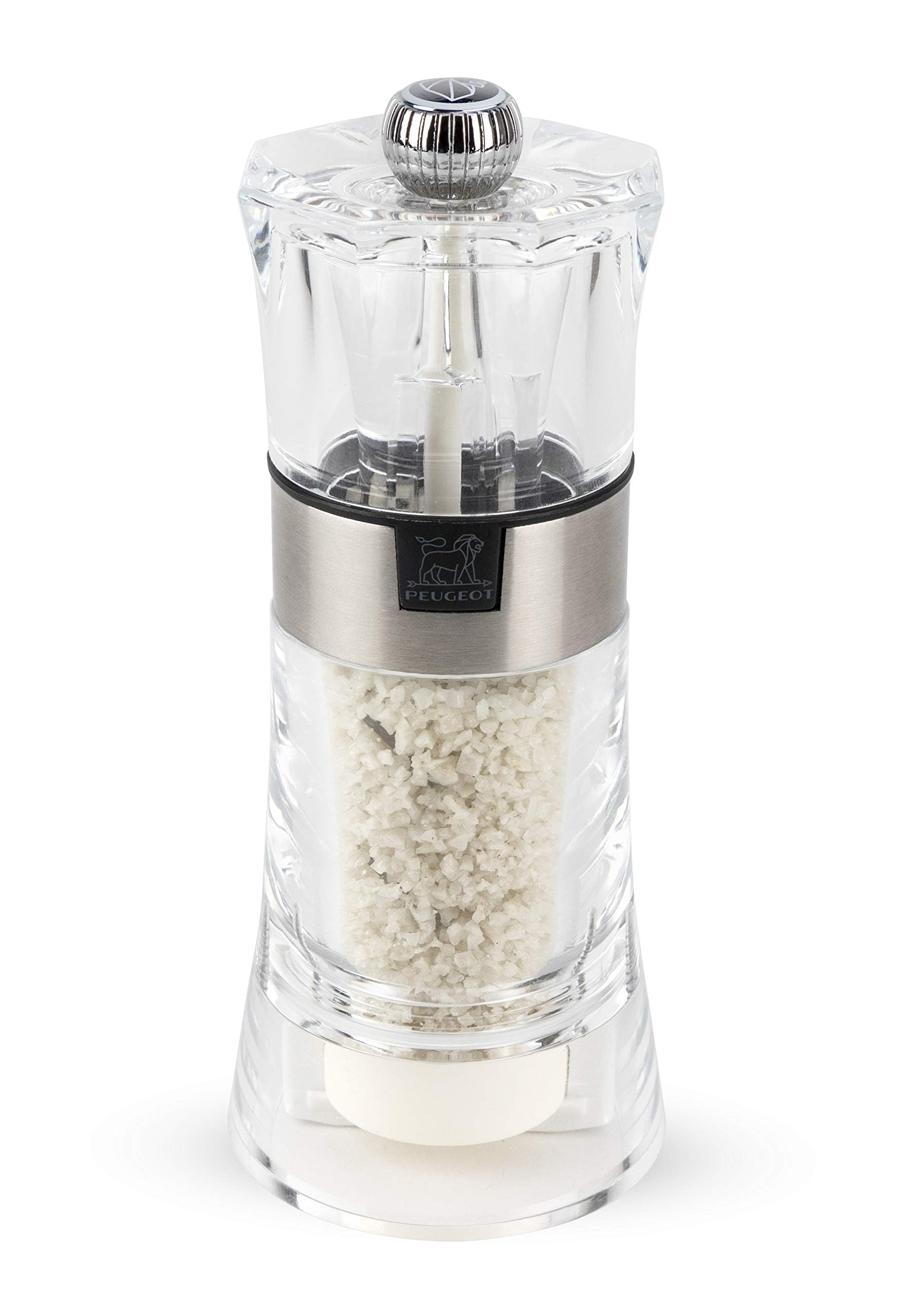 Peugeot - Oslo 14 cm Salt Mill - Classic Grind System - Zirlion Mechanism for Celtic Salt in Zirconia - Powdered Salt Innovation - Acrylic and Stainless Steel - Made in France