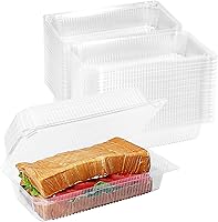 Vista 1 de MANSHU 100 recipientes de plástico transparente para llevar, recipiente desechable de postre con tapa, para ensaladas, pasta, sándwiches