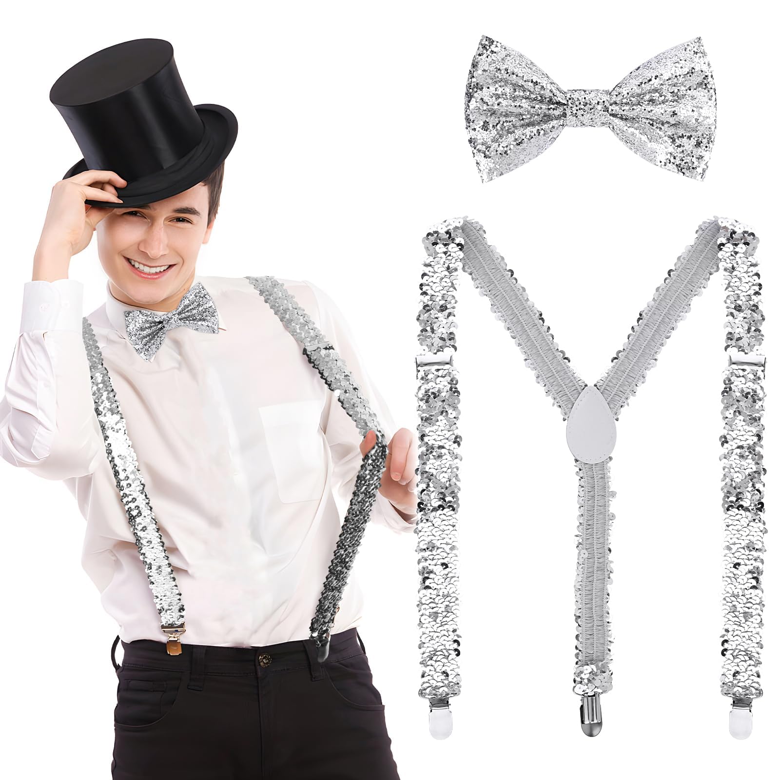 HDGSAFD 1 Paire De S À Paillettes Et 1 Morceau De Nœud