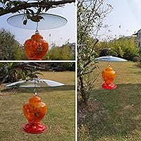 Vista 5 de Cubierta de lluvia de vidrio de 13 pulgadas para comedero de pájaros al aire libre - Deflector en poste de pastor o gancho en S para colgar - Cúpula