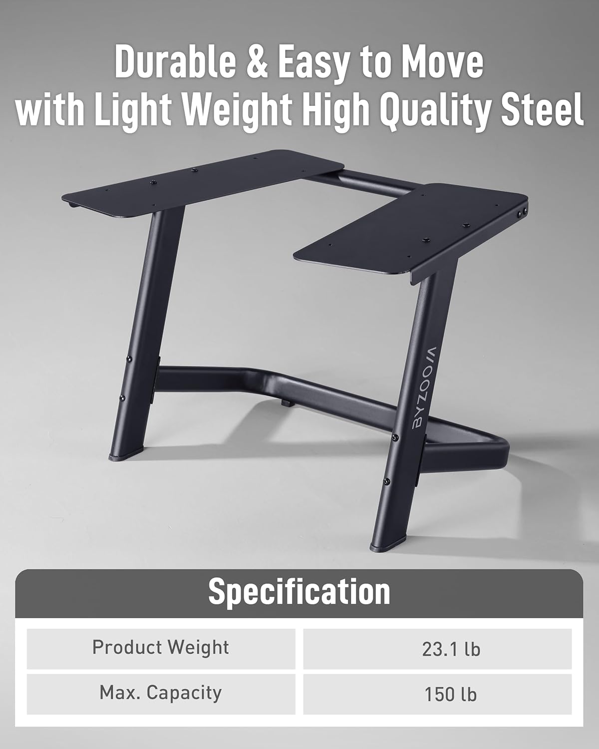 BYZOOM FITNESS 75LB Adjustable Dumbbell Stand Rack, Heavy-Duty Steel L-Shape Weight Rack for Garage Gym, Compact Space-Saving Design, Black