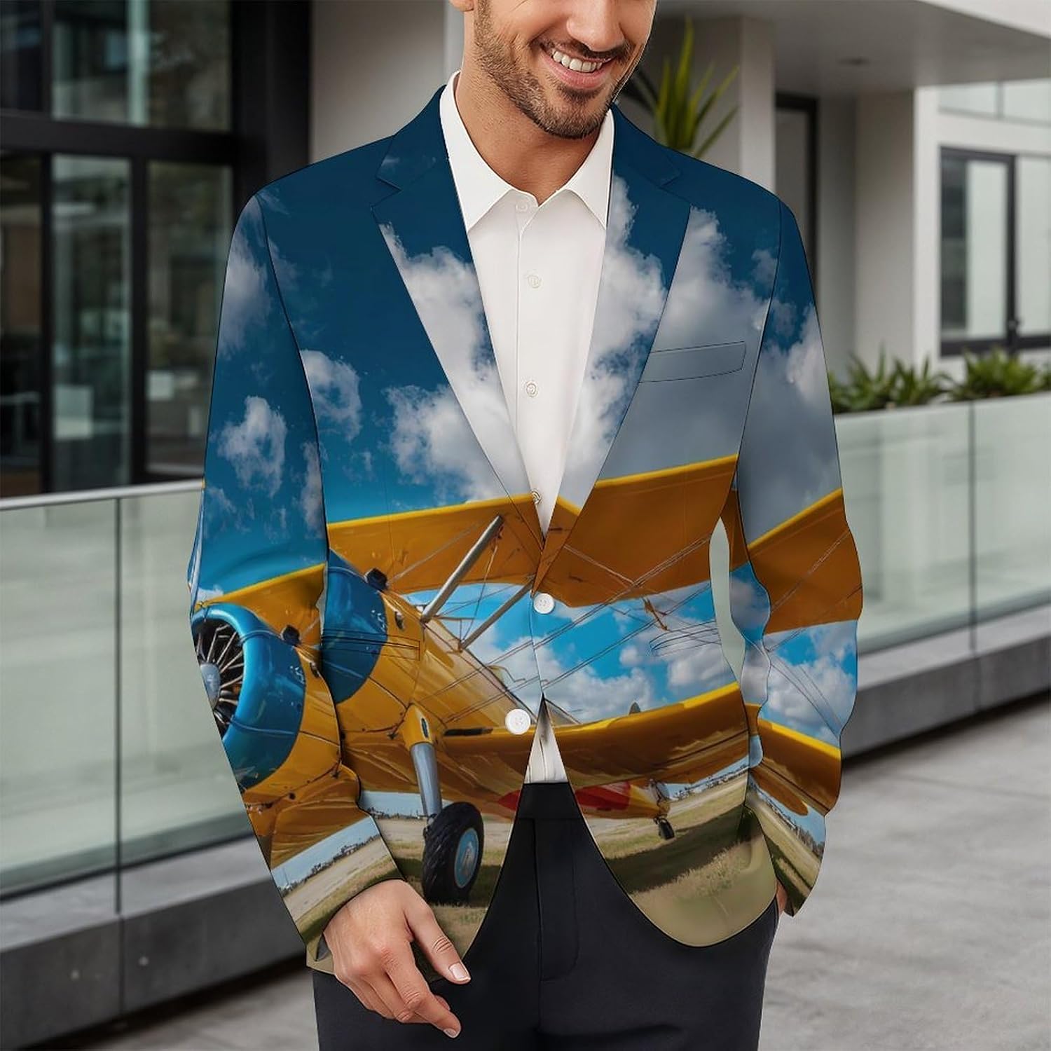 Orange Glider Suit Jacket for Men Print Coat Jackets Dress Suits Party Wedding