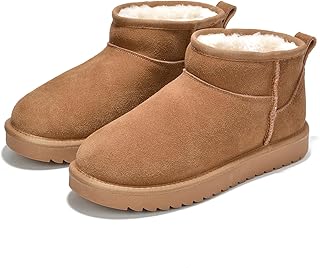 100% Genuine Leather Ankle Boots for Women - Water Resistant with Memory...