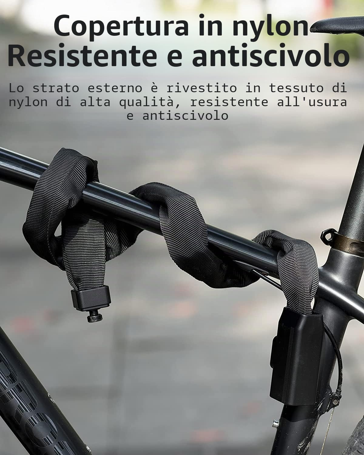 ROCKBROS Catena Bici Antifurto, Lucchetto a Catena in Acciaio, per Bicicletta MTB Moto Scooter E-bike, con Chiavi, Antitaglio Sicuro, 97cm x 8mm