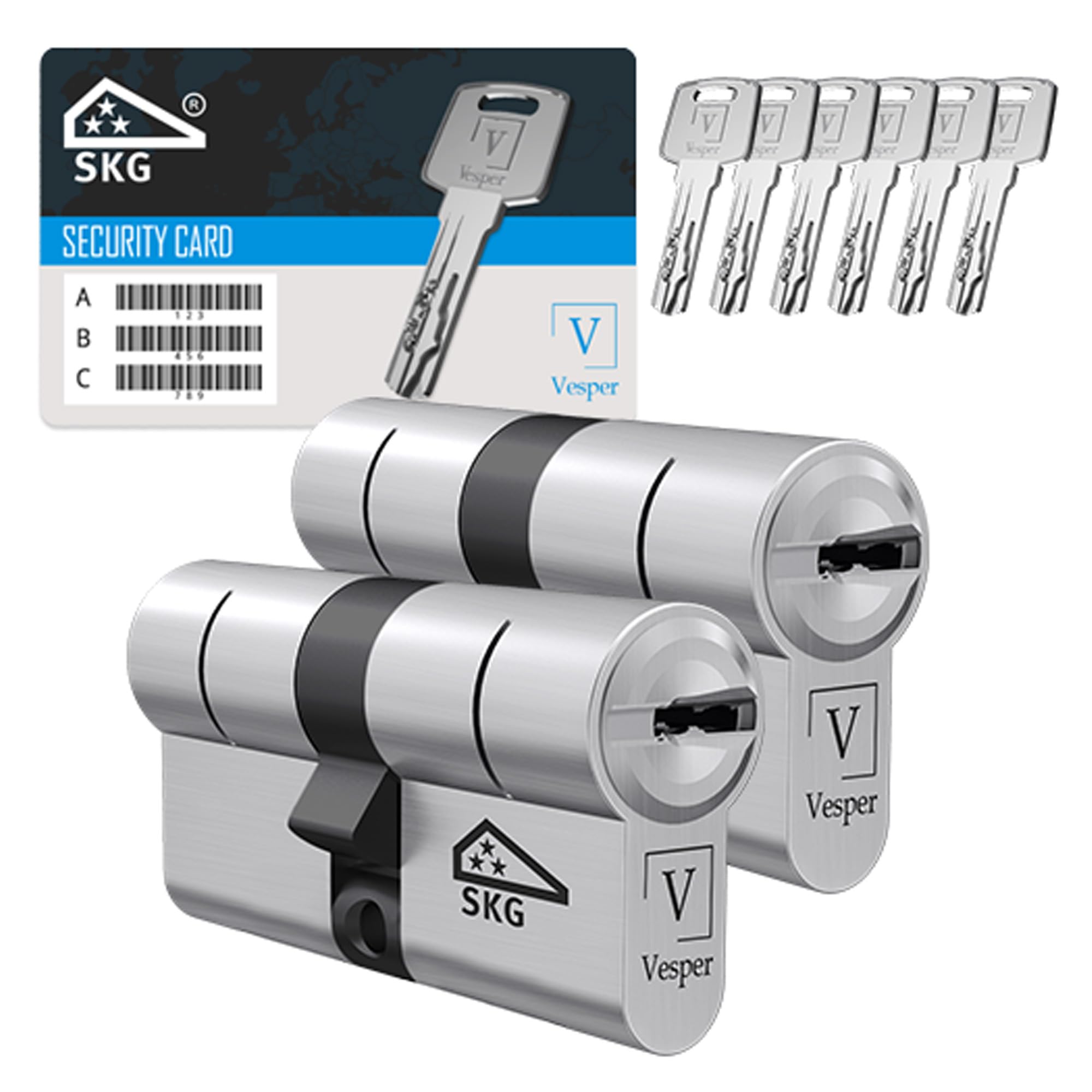 Vesper Extreme SKG3*** - Schließzylinder gleichschließend konfigurierbar - 1–4 Zylinder individuell zusammenstellen - Profilzylinder Set mit gleichen Schlüsseln - Gleichschließende Zylinder
