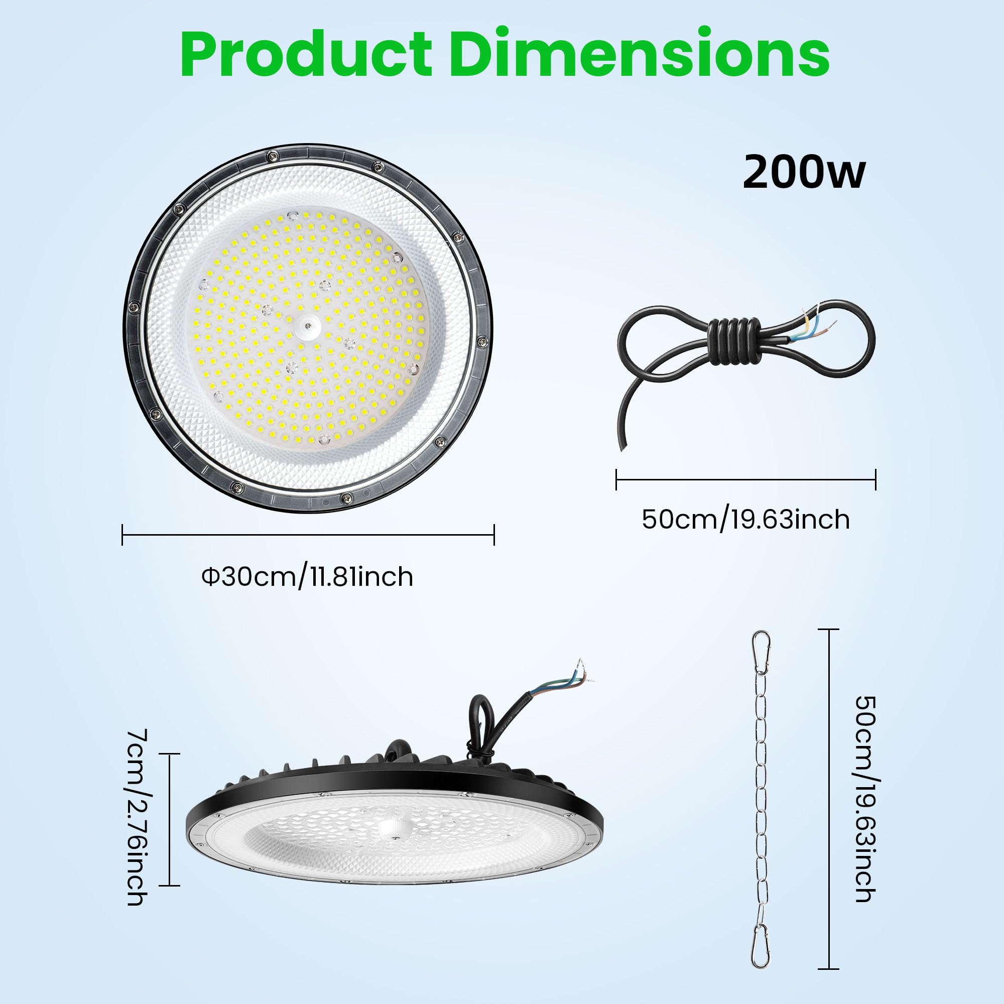 6 Pack 200W UFO Werkstattlampe LED, 30000LM 6000K Superhelle Werkstatt Deckenleuchte, IP65 Wasserdicht Werkstattleuchte, LED Lampe Werkstatt für Hallenbeleuchtung, Werkstattbeleuchtung, Fabriken