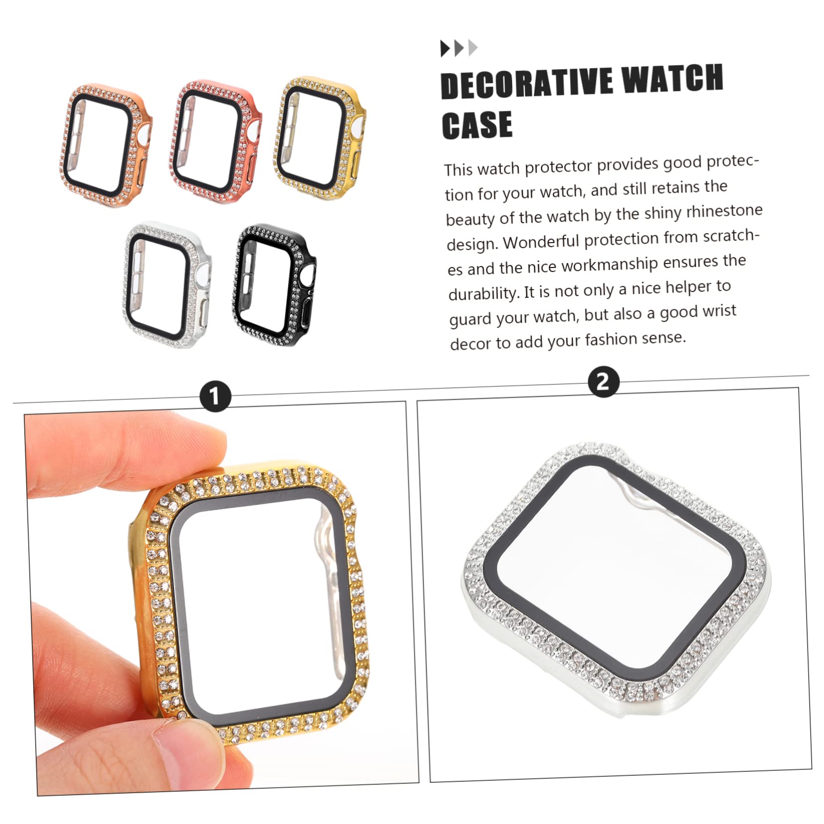 Mikikit 10 Pcs Smartwatch Protection Brillant Décoratif Strass Montre Film Exquis Trempé Couverture Protecteur pour Bling Écran Mm Compatible Pratique Diamant Cas avec Paillettes