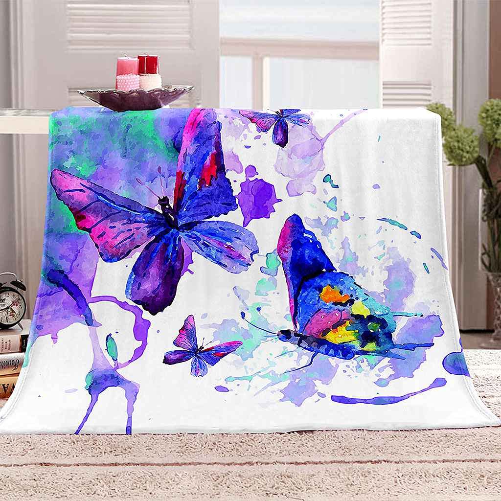 Couverture en flanelle imprimée papillon pour vos soirées cocooning salon