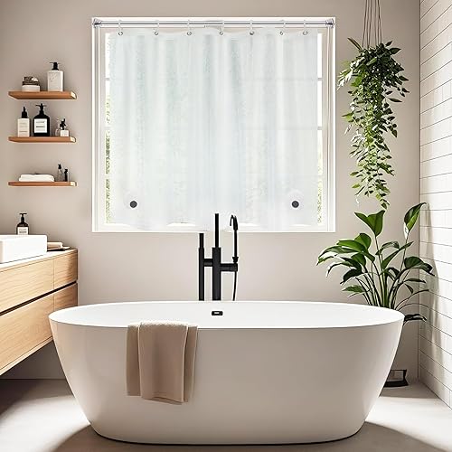Cortina de ducha impermeable de EVA esmerilada 3D para privacidad, 40 x 36 pulgadas, forro de cortina de ducha de vinilo sin BPA, pequeña con 2
