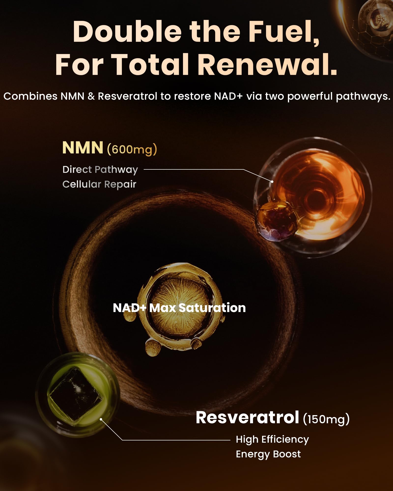Liposomal NMN Liquid Pouches, 600mg with Resveratrol, 30 Servings — Amazon image 4