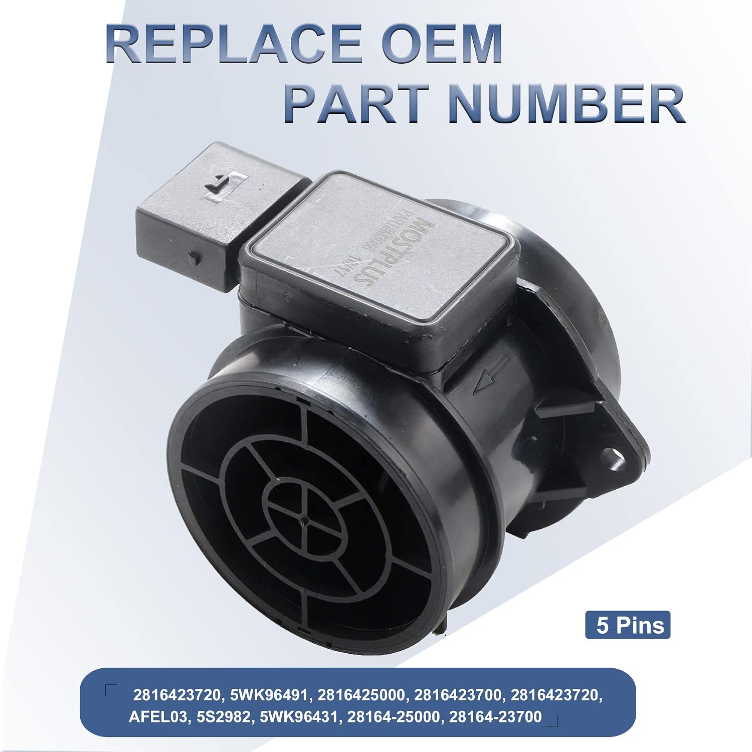 MOSTPLUS 5WK96431 Direct Replacement MAF Mass Air Flow Sensor Meter MAF Compatible for Hyundai 28164-23700