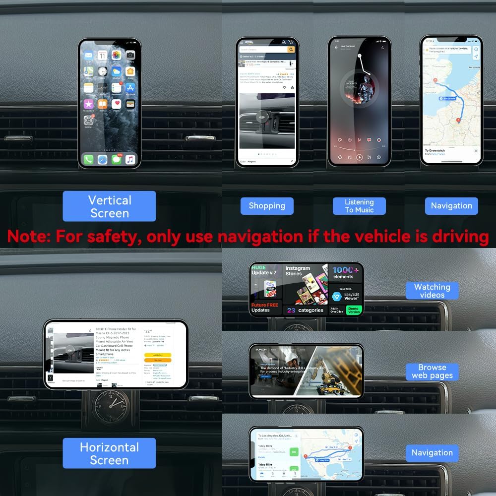 BEERTE Fits Magsafe Car Mount Fit for Volkswagen Passat 2012-2019 Strong Magnets 360° Rotation Magnetic Phone Holder Mount for Car Vent Fit for iPhone 17 16 15 14 13 12 Magsafe Case All Phones
