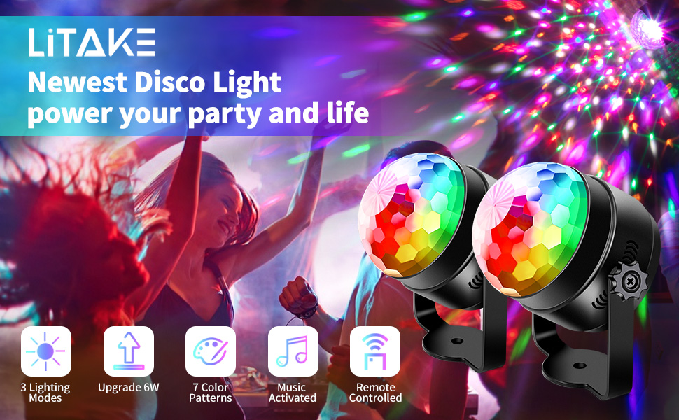Boule Disco De Commande Vocale,USB Boule Disco,Boule à Facette Couleurs,Rechargeable Lampe De Scène,Jeux De Lumiere Pour Soiree,Lumière Fête Lumière Stroboscopique Pour Fête,Bar,Club,Anniversaire,Noël