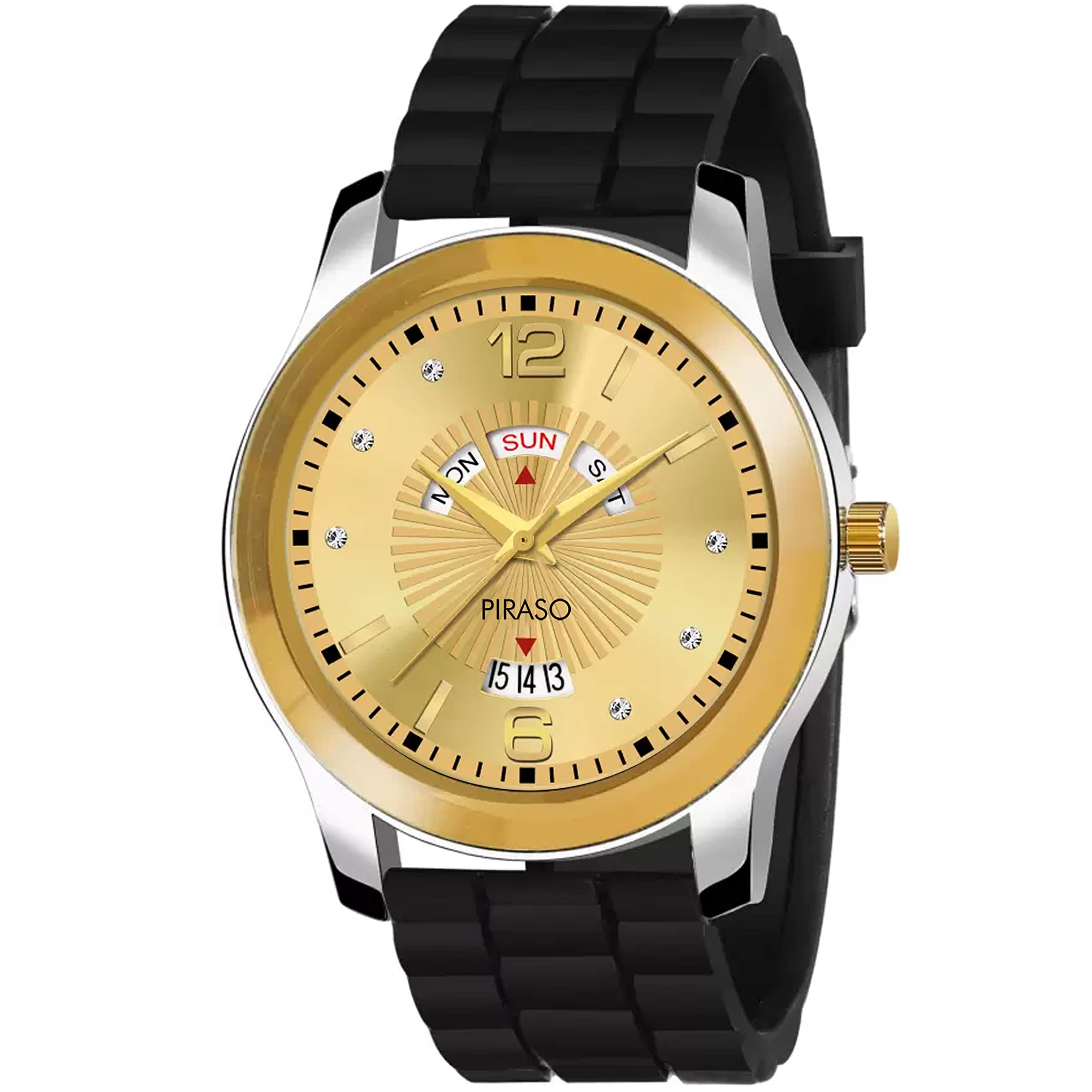 PIRASO Analog Day and Date Working Display Golden DIAL & Black MESH Strap Watch for Men & Boys (B0BJV4YVWJ) Amazon Price History, Amazon Price Tracker