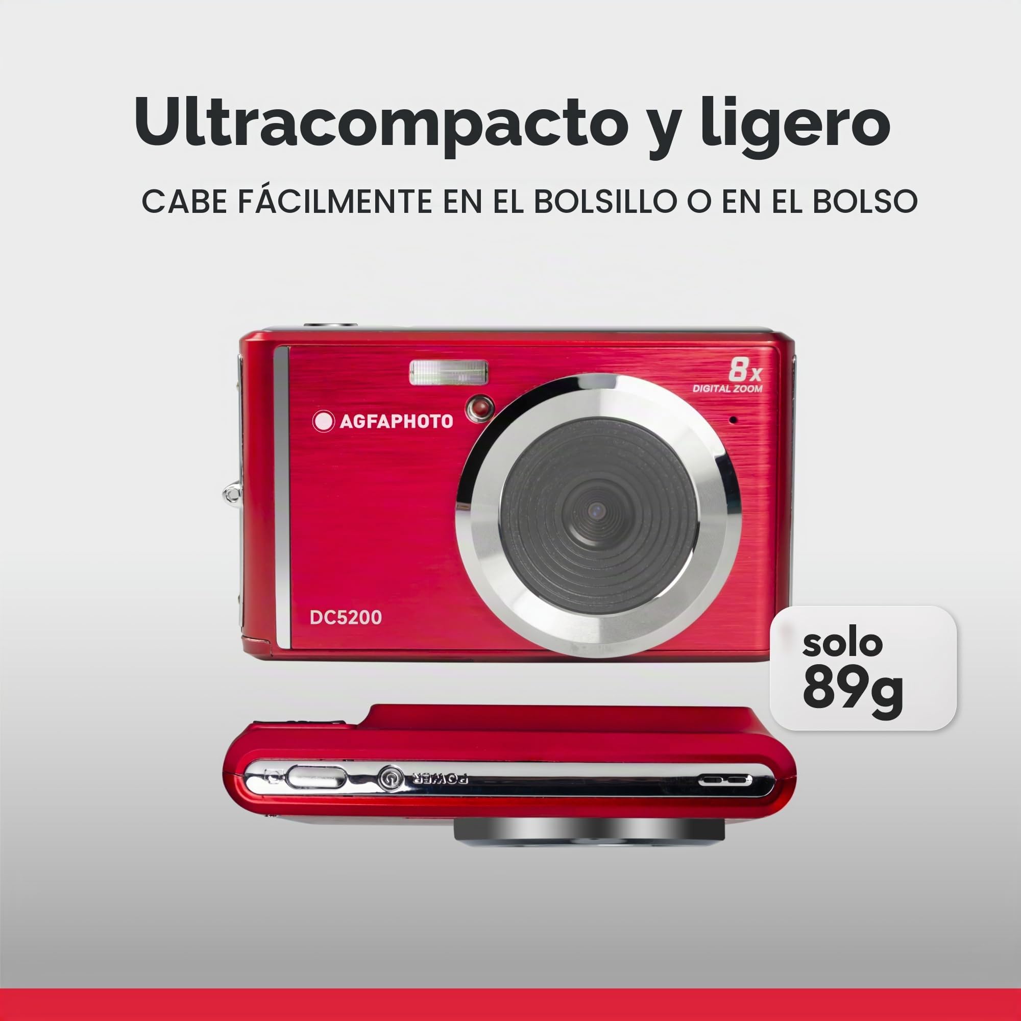 Agfa Photo - Cámara Digital compacta con 21 Mpx, Sensor CMOS, Zoom Digital 8X y Pantalla LCD, Color Plateado