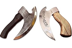 Forest Hunting/Pair of Viking Steel Pizza Axe Authentic Medieval Pizza Cutter Axe...