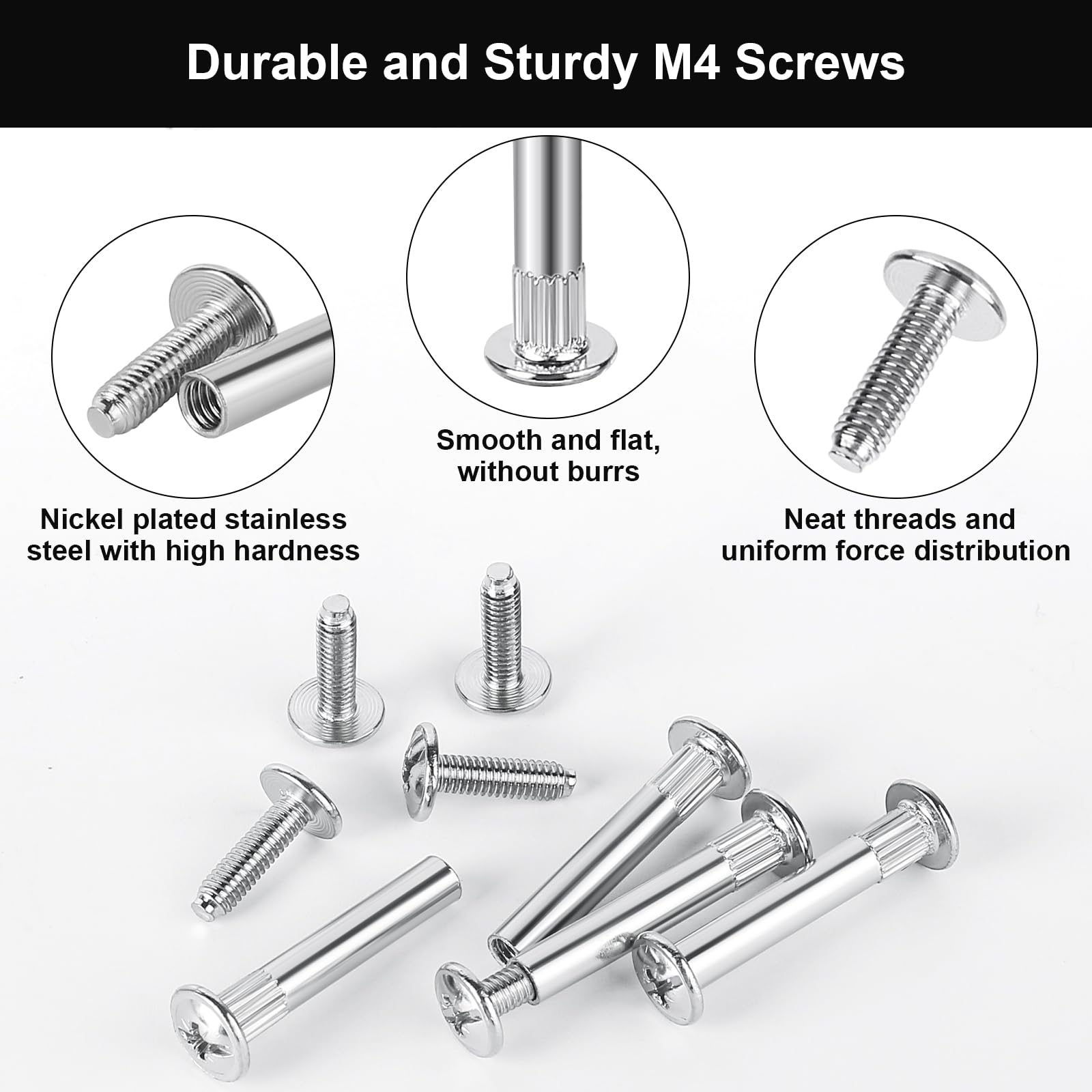 HavaCue 156Pcs M4 Cupboard Joining Bolts Screws, Cabinet Connectors 31-40mm (78PCS Binding Screws & 78PCS Connecting Sleeves) - Image 3