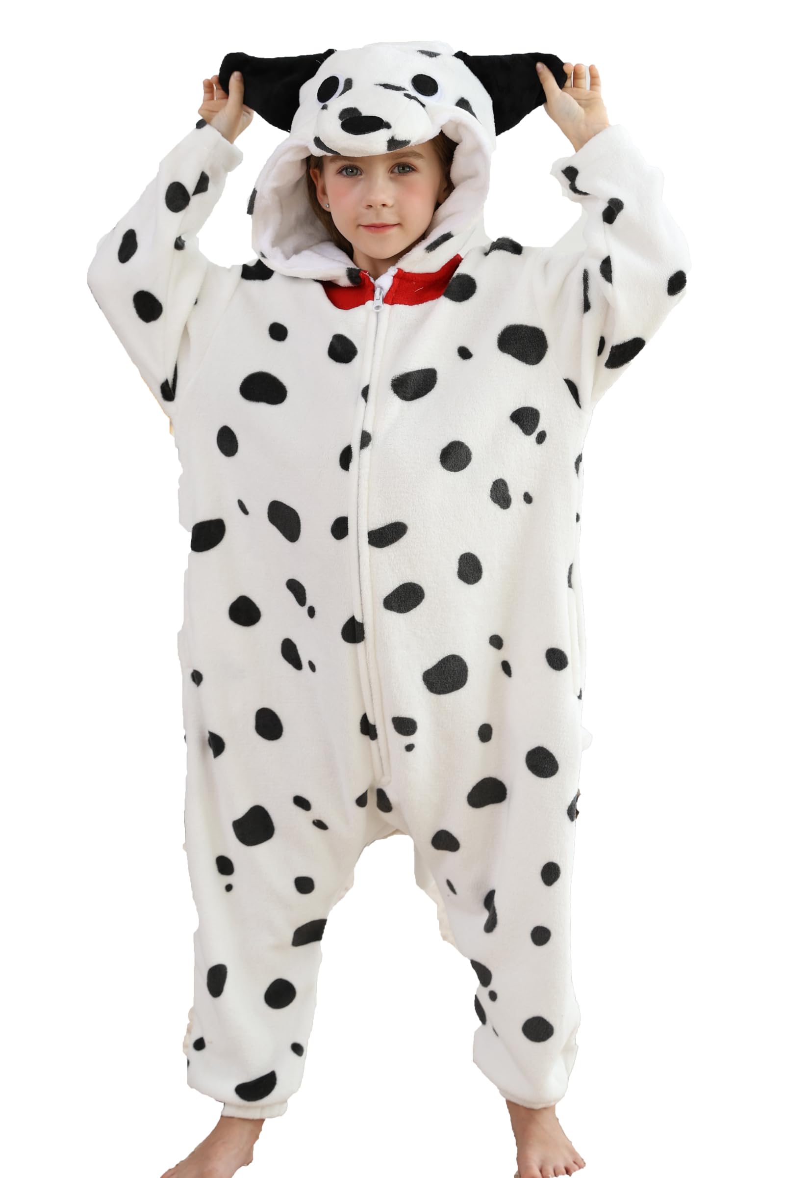 DarkCom Animal Onesie for Kids,Flannel Cosplay Dalmatian Halloween Costume Parent-Child Sleepwear for Girls Boys 4-5 T - Image 2