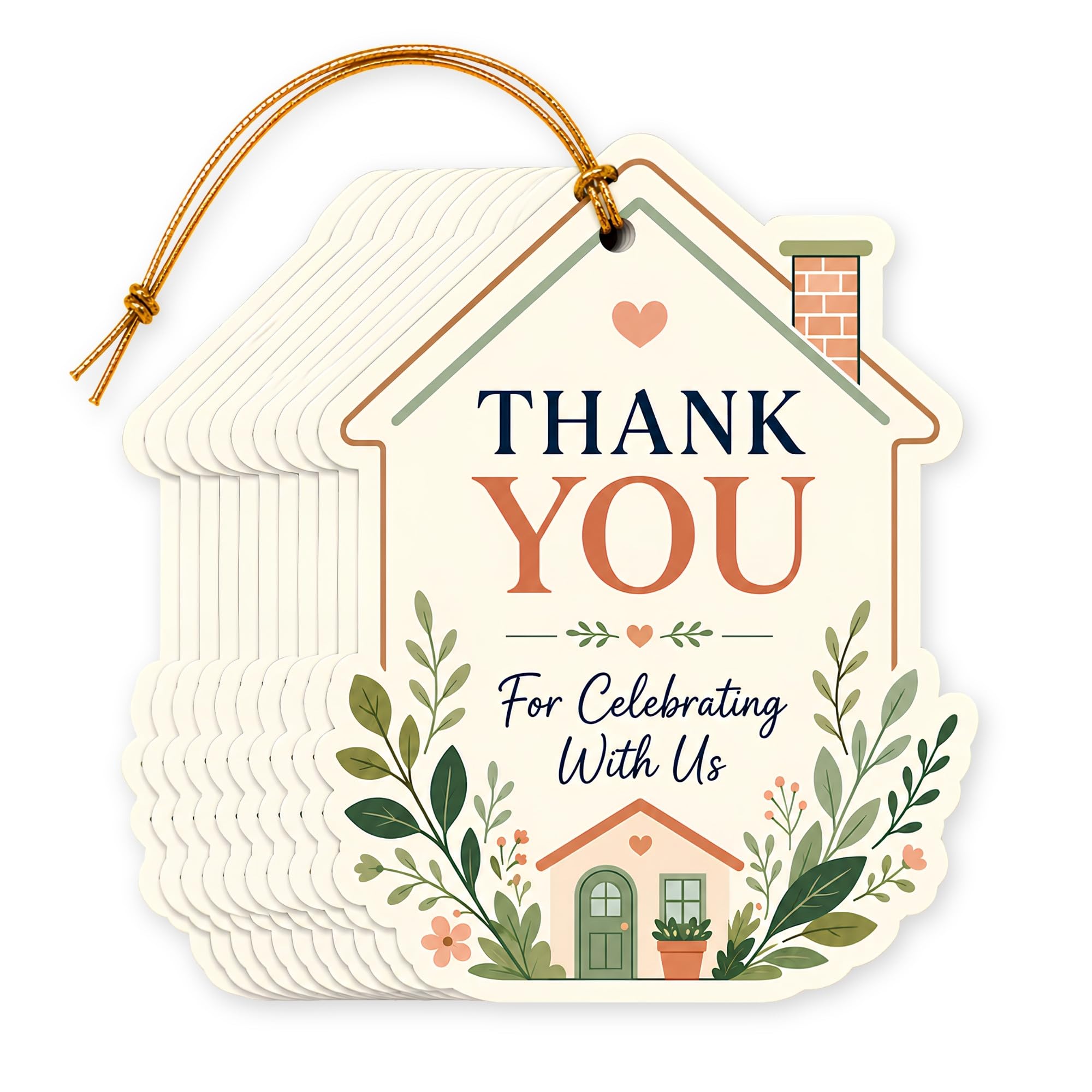NYOTA House Warming Gift Tags with Golden Thread | Thank You Return | Premium House Shaped Die-Cut Gift Wrap Tags for Grah Pravesh Return Gifts (Pack of 40 Gift Tags)-image-29
