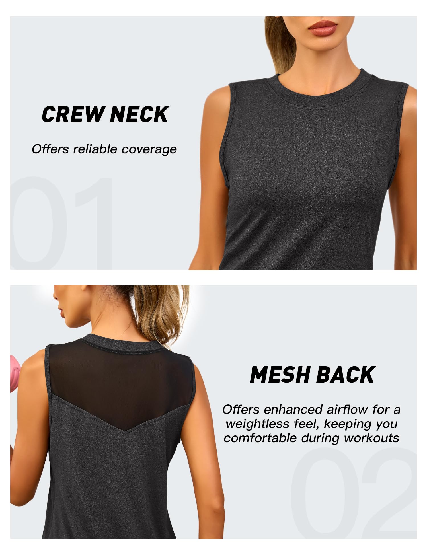 Memouniva Camiseta Tirantes Deportiva para Mujer Camisetas sin Mangas Yoga Fitness Top Deportivo Mujer - 5