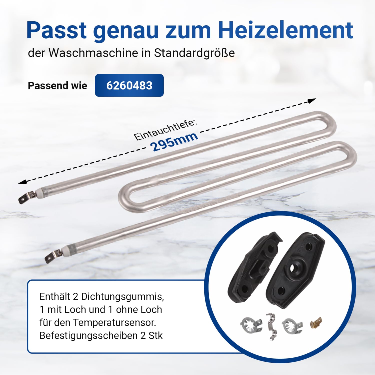 VIOKS Element grzejny 230 V 2100 W zamiennik pręta grzewczego Miele 6260482 6260483 6260485 i pręt grzewczy IRCA 4043769 - ogrzewanie 230 V pręt grzejny zamiennik do pralek