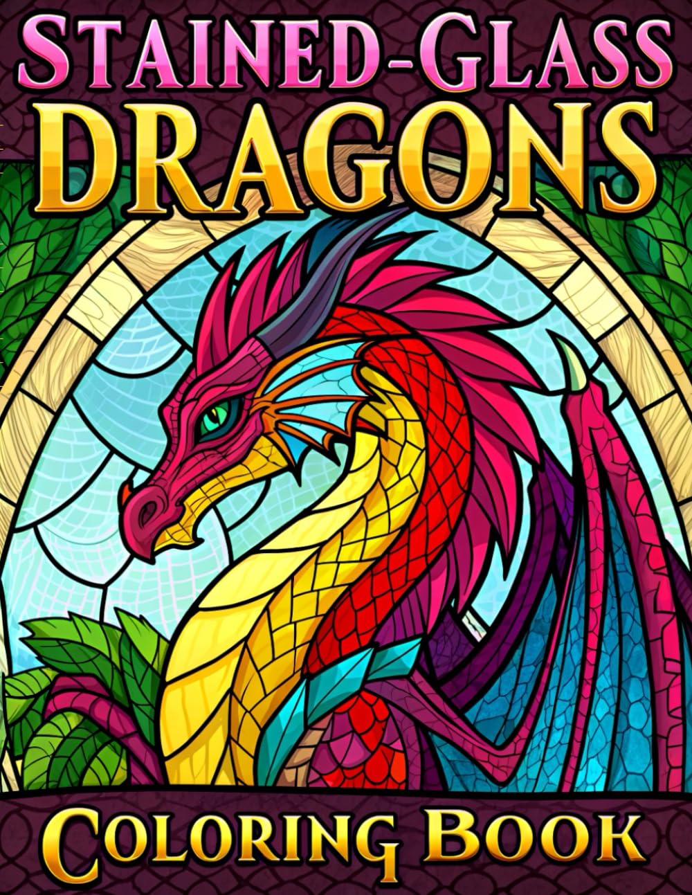 Stained-Glass Dragons coloring book