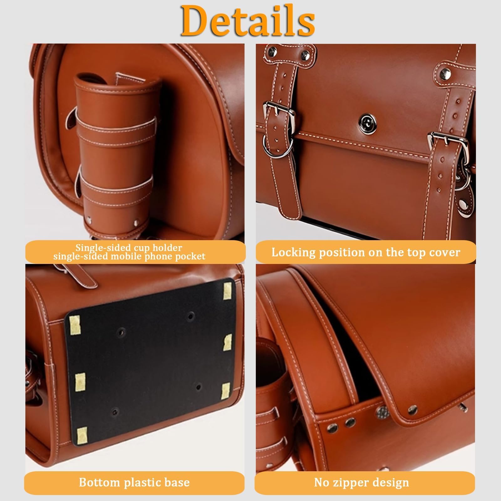 ELNas 33L Motorrad Hecktasche für Yamaha Tracer 9/GT 2021-2024, wasserdichte Leder Gepäcktasche mit Zahlenschloss Retro Motorrad Topcase, Zubehör Reisen,E Black+Brown
