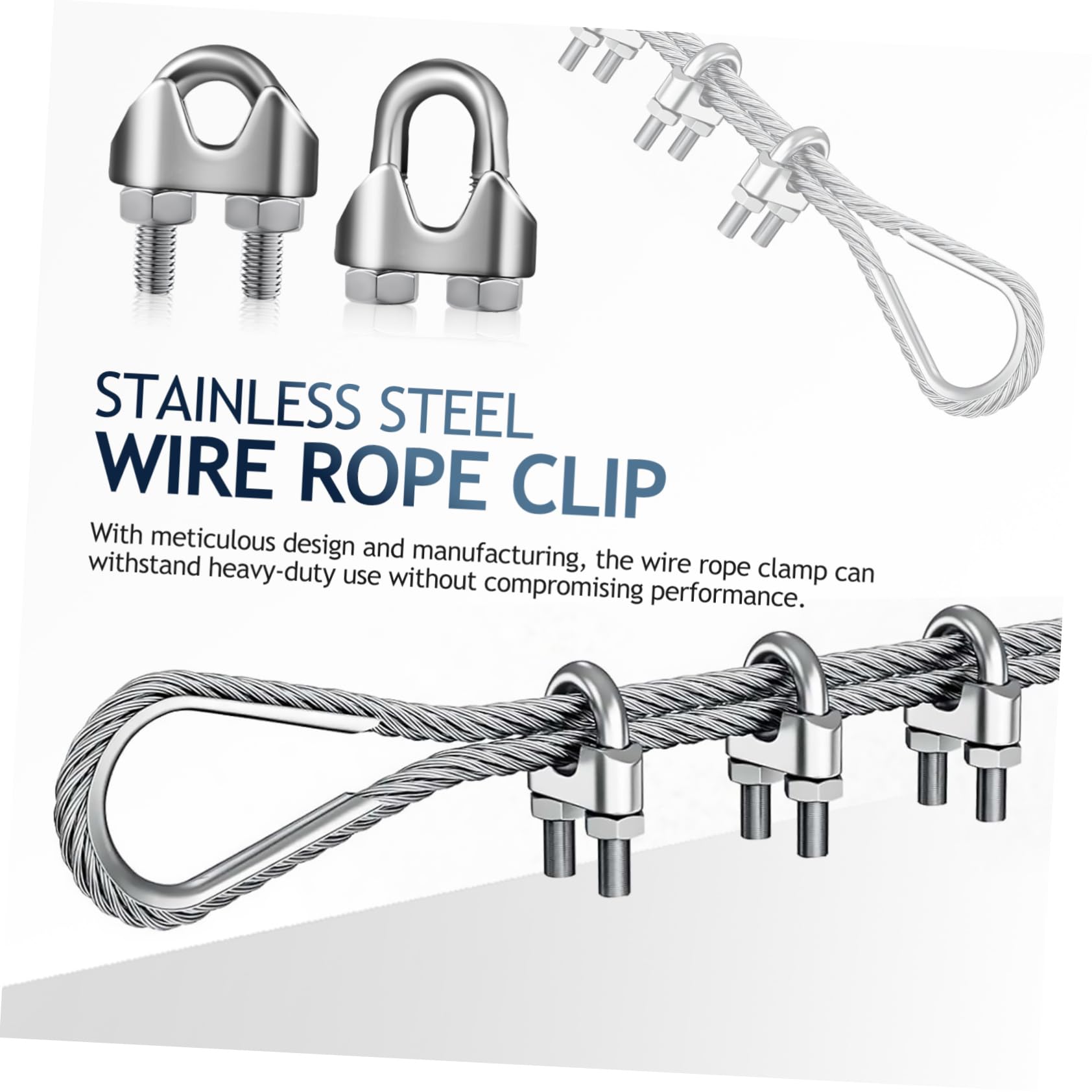MUCKLILY 14 Pcs Stainless Steel Chuck Rope Clamps Wire Rope Fasteners Wire Rope Cable Clamp Cable Clamp Grips Wire Clamps Wire Rope Clamp Cable Clip Clamp Cable Clamps U Clamp Cable Clips