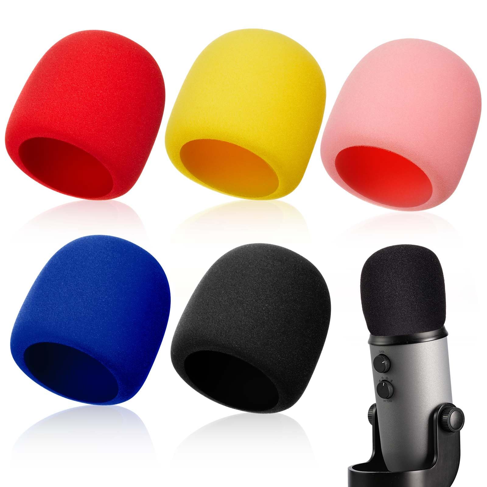 Juexica 5 Pcs Pop Filter/windscreen Compatible with Blue/Yeti Microphone Pop Filter Microphone Covers Foam Also Fits Other Large Condenser Microphones, Noise Reduction, Colorful