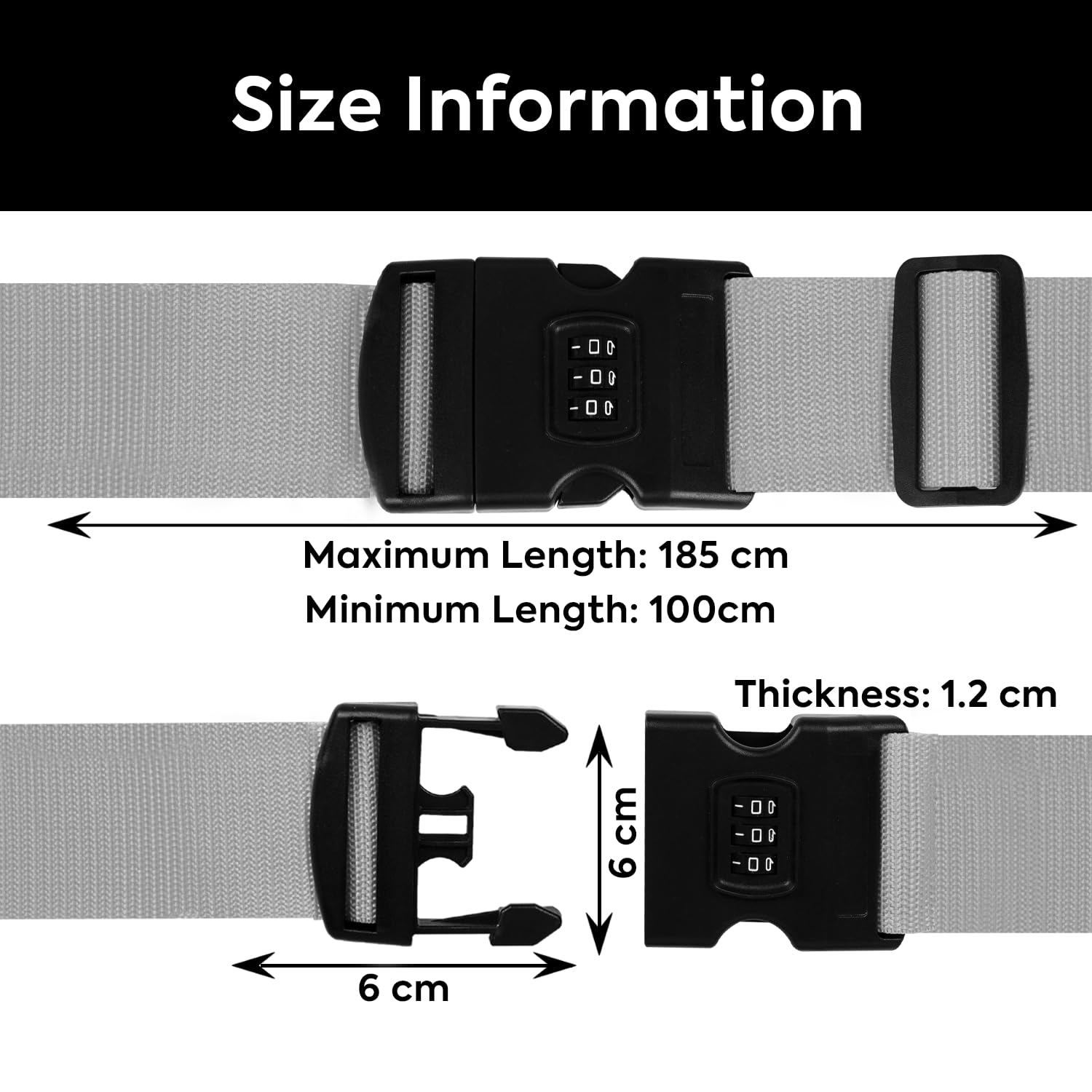 Storite 4 Pack Luggage Strap Belt with Number Lock (Grey) 2
