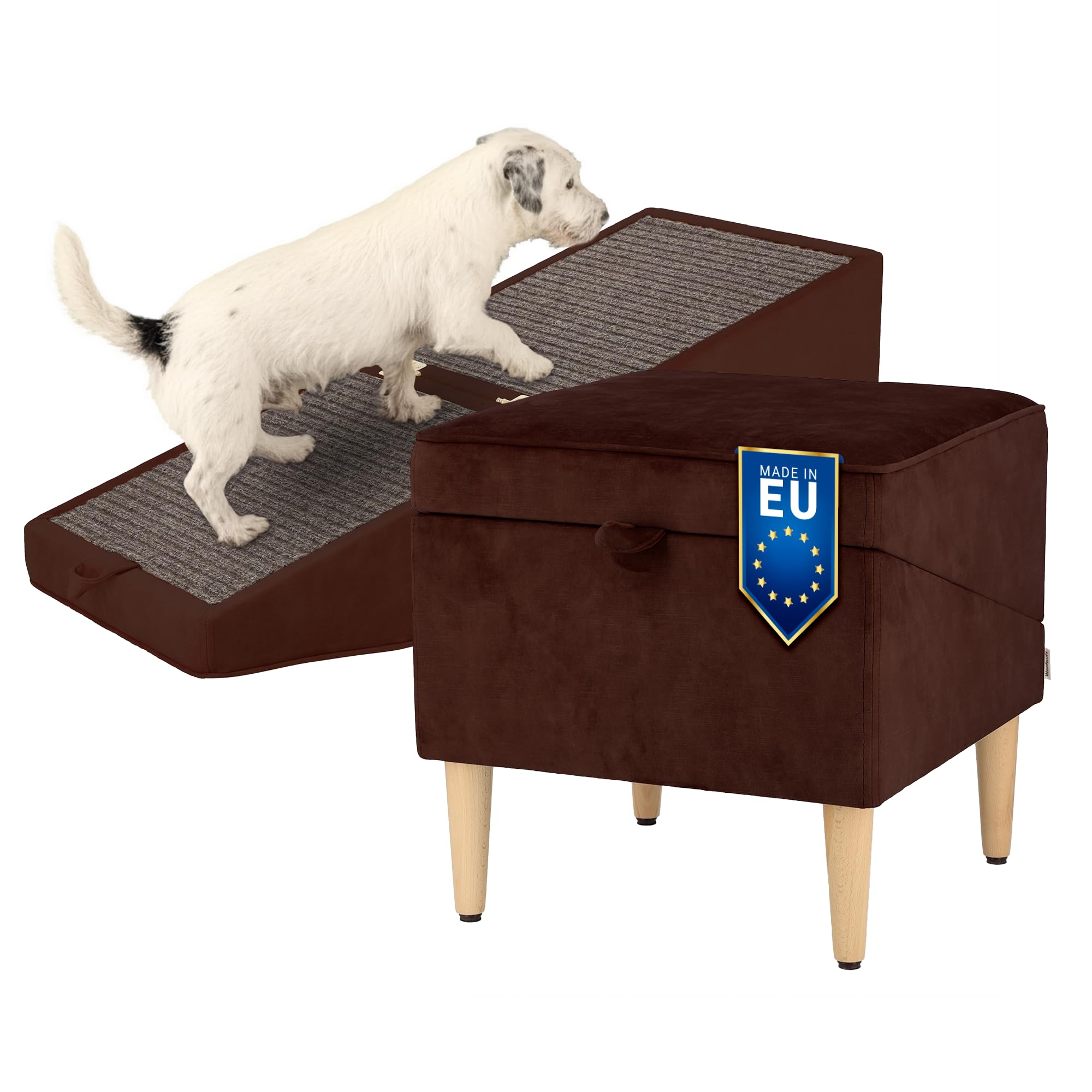 WOOF PUFF Elite Pouf-rampa 2 in 1 per cani | pouf + rampa pieghevole antiscivolo | velluto Torre | colore Torre06