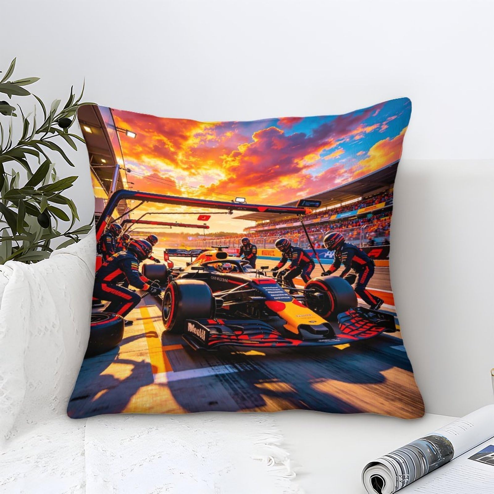 3U6C4M9K Formulaa Racing Pillow Covers 45x45cm, Pit Stop Throw Pillow Covers Microfiber Pillowcase Cushion Case for Sofa Couch Home Decor