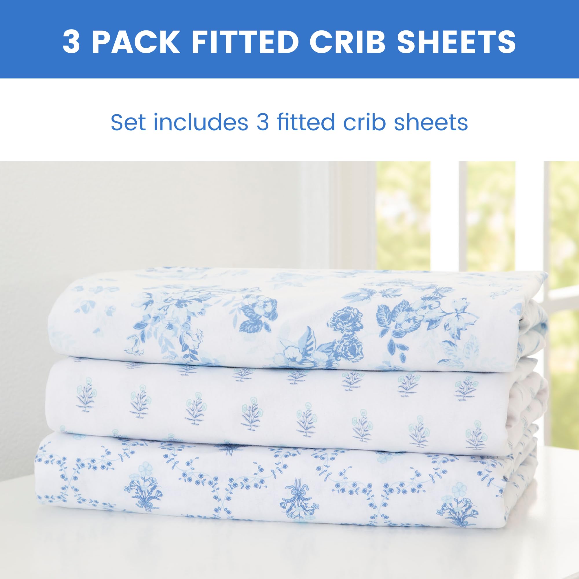 Organic Cotton Crib Sheets - 3 Pack, GOTS Certified -5 Organic Cotton Crib Sheets - 3 Pack, GOTS Certified -5