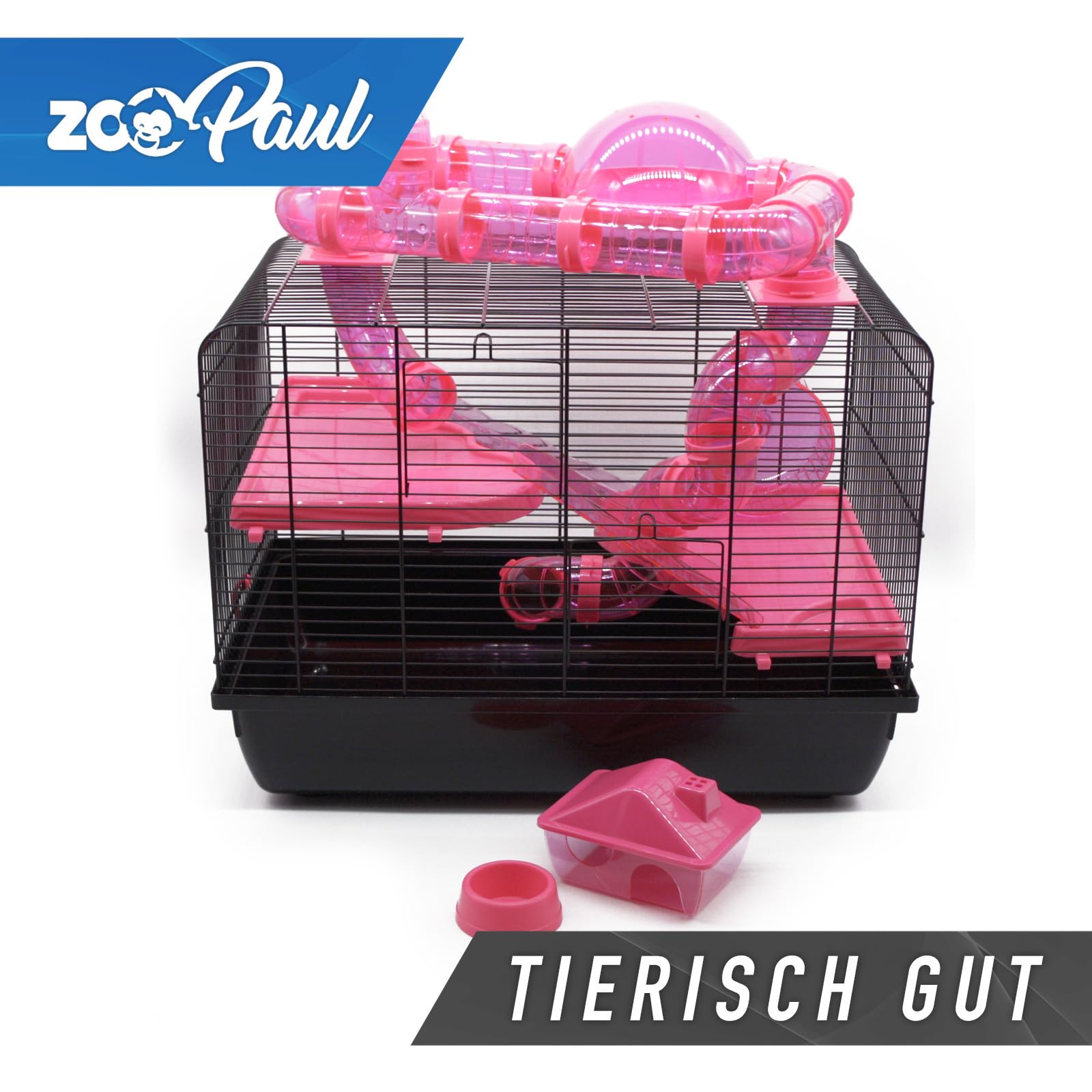 ZooPaul Nagerkäfig Galaxy + Zubehör pink Goldhamster Maus Kleintier Hamsterkäfig