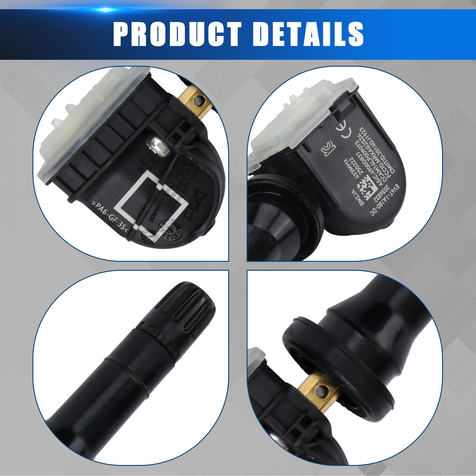 Sensore di Pressione dei Pneumatici Compatibile con Ford Ecosport 2013 Focus 2014 Kuga Mk2 RDKS TPMS Compatibile con Ford B-MAX 15 C-MAX 15 Transit/Tourneo Connect 2036832