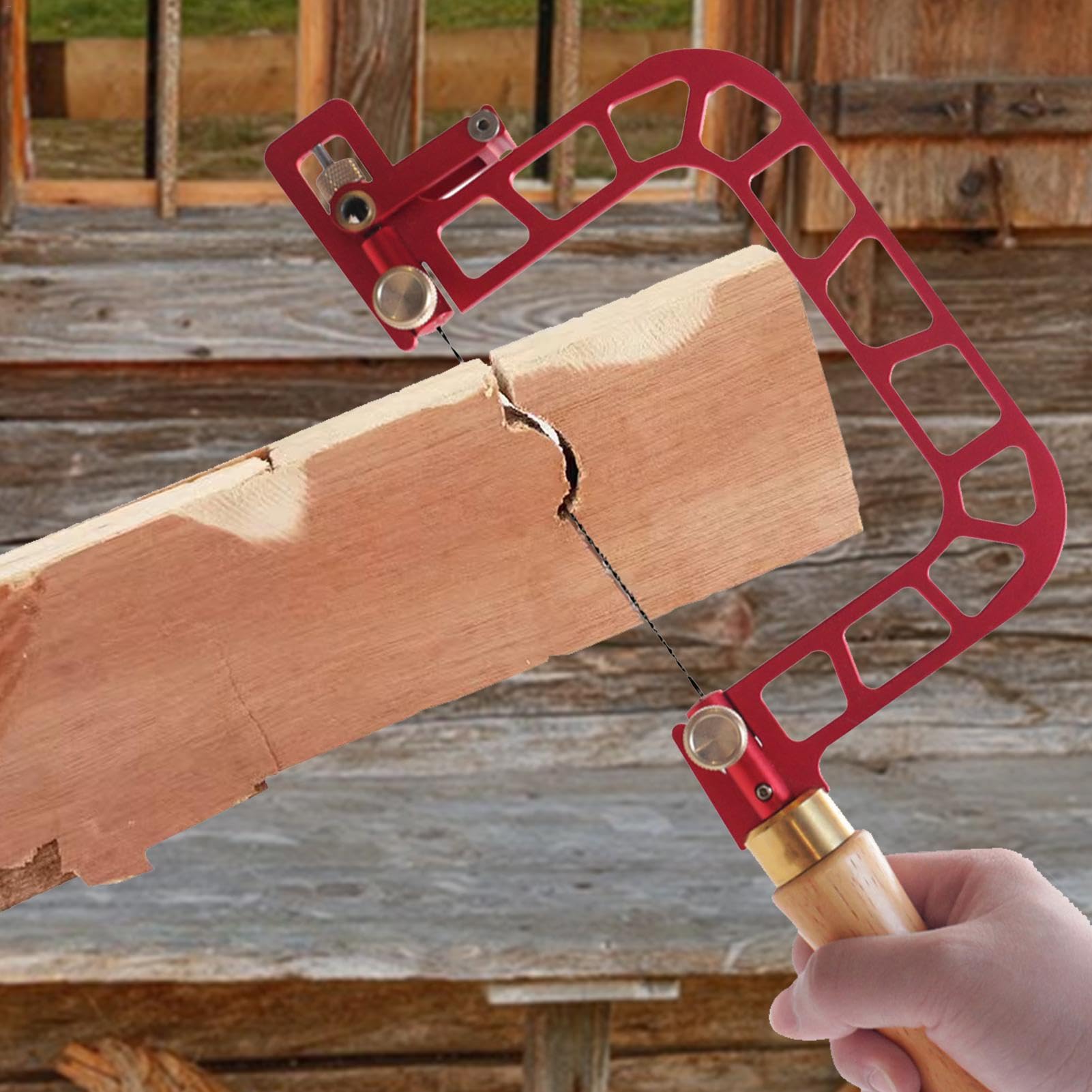 Sierra de aluminio, sierra de alambre de grabado, sierra de grabado de precisión, sierra de alambre de mano, sierra de corte rápido, autolimpiante, mango ergonómico de madera, herramientas manuales