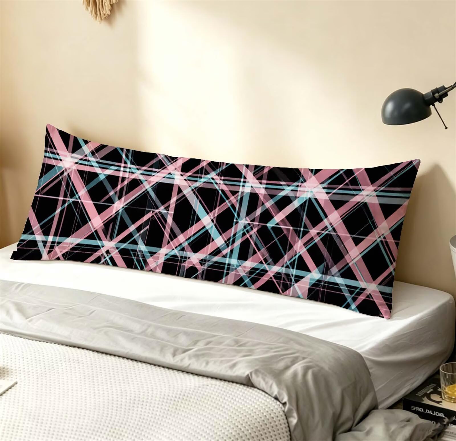 Rosa-6 Federe Cuscino Letto 55 x 160 cm, Grande Cuscini per Divano Lino, | Doppia Faccia Stampa, Astratto Fodera per Cuscino Decorativa, con Cerniera, Cuscino per Dormire Sul Fianco j-132