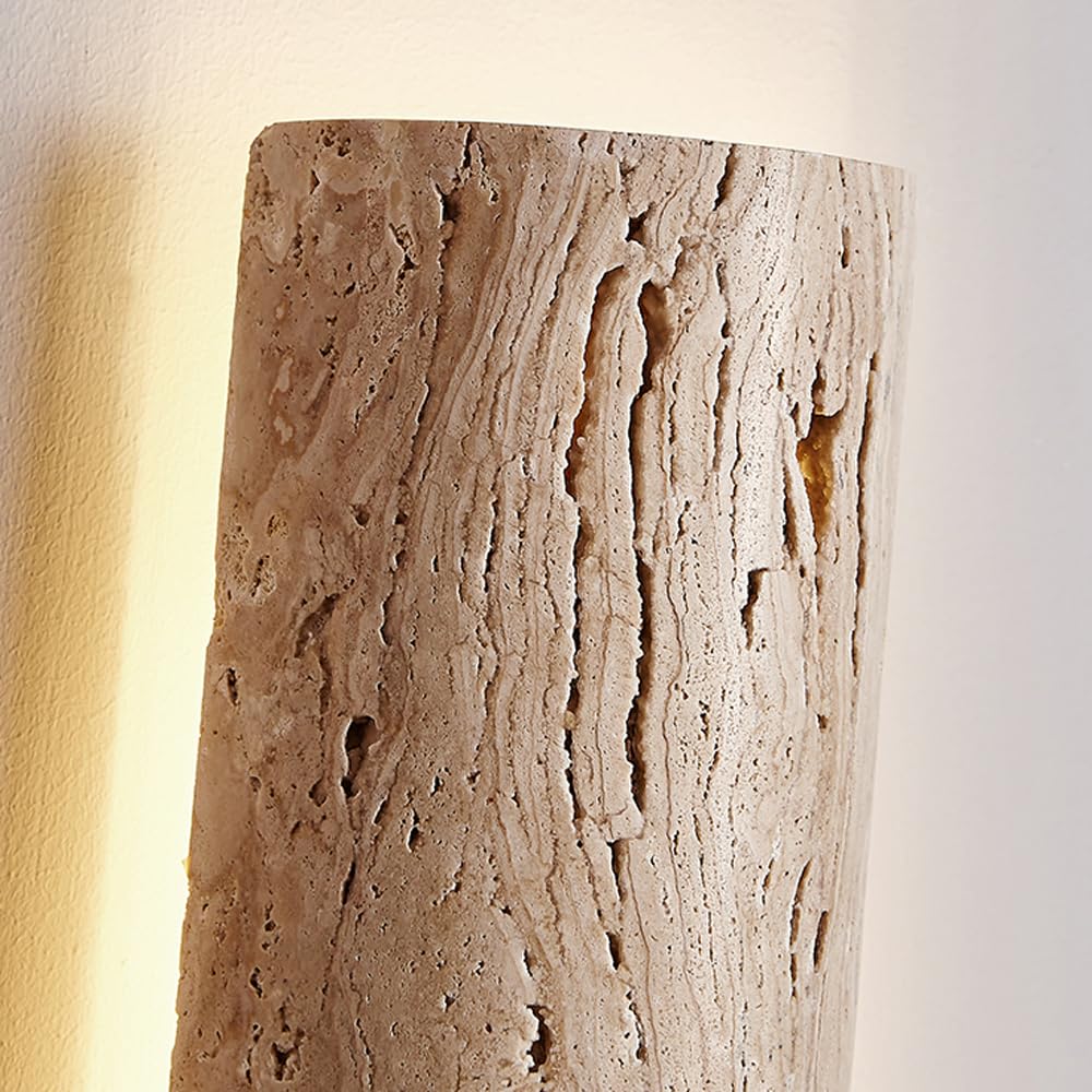 Półcylindrowy kinkiet ścienny LED, żółta lampa trawertynowa, długa oprawa oświetleniowa, nowoczesne światła retro, 3000 K, kinkiety przewodowe do przedpokoju, salonu, sypialni, 60 cm