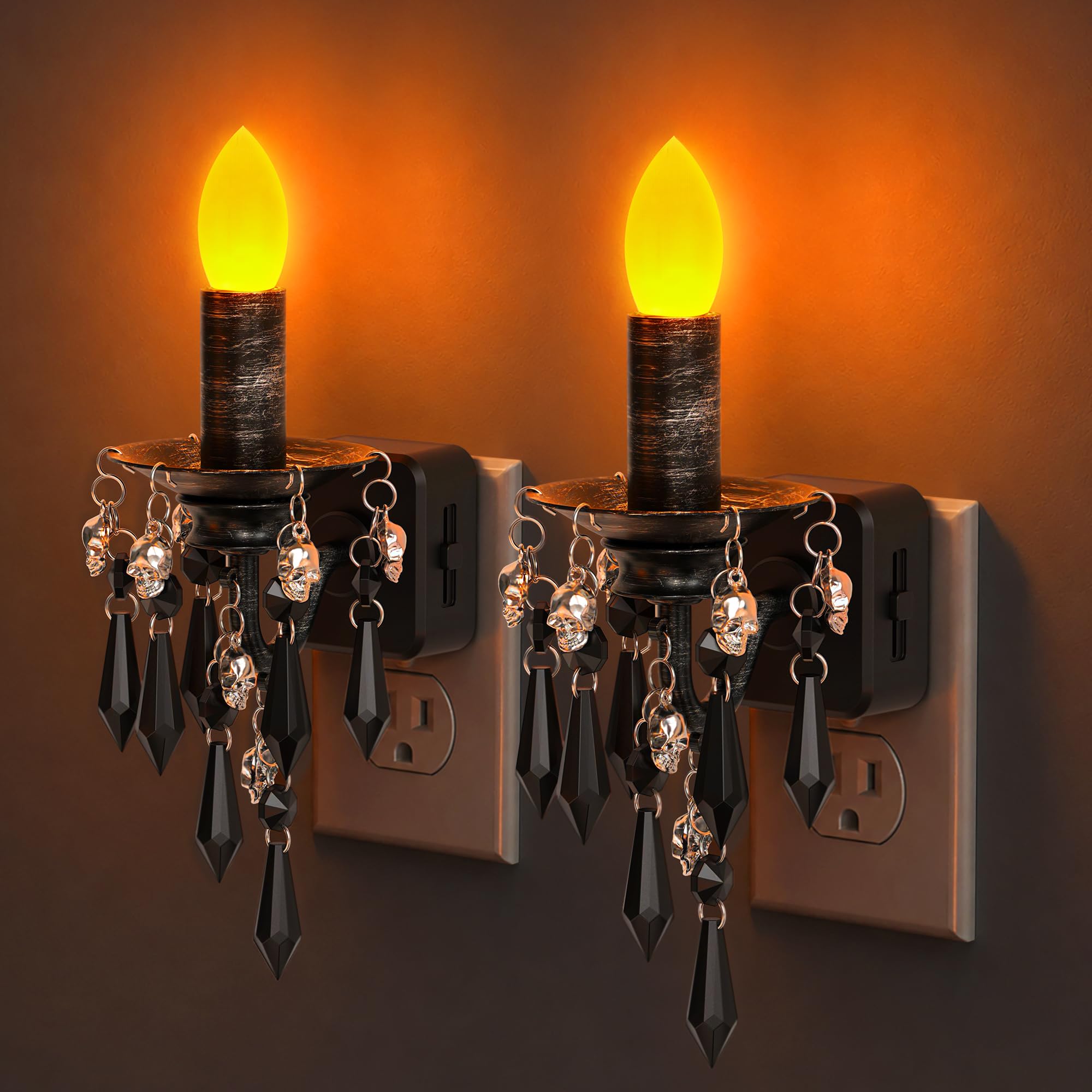 Briignite Halloween Chandelier Night Light Plug in, Dusk to Dawn, Gothic