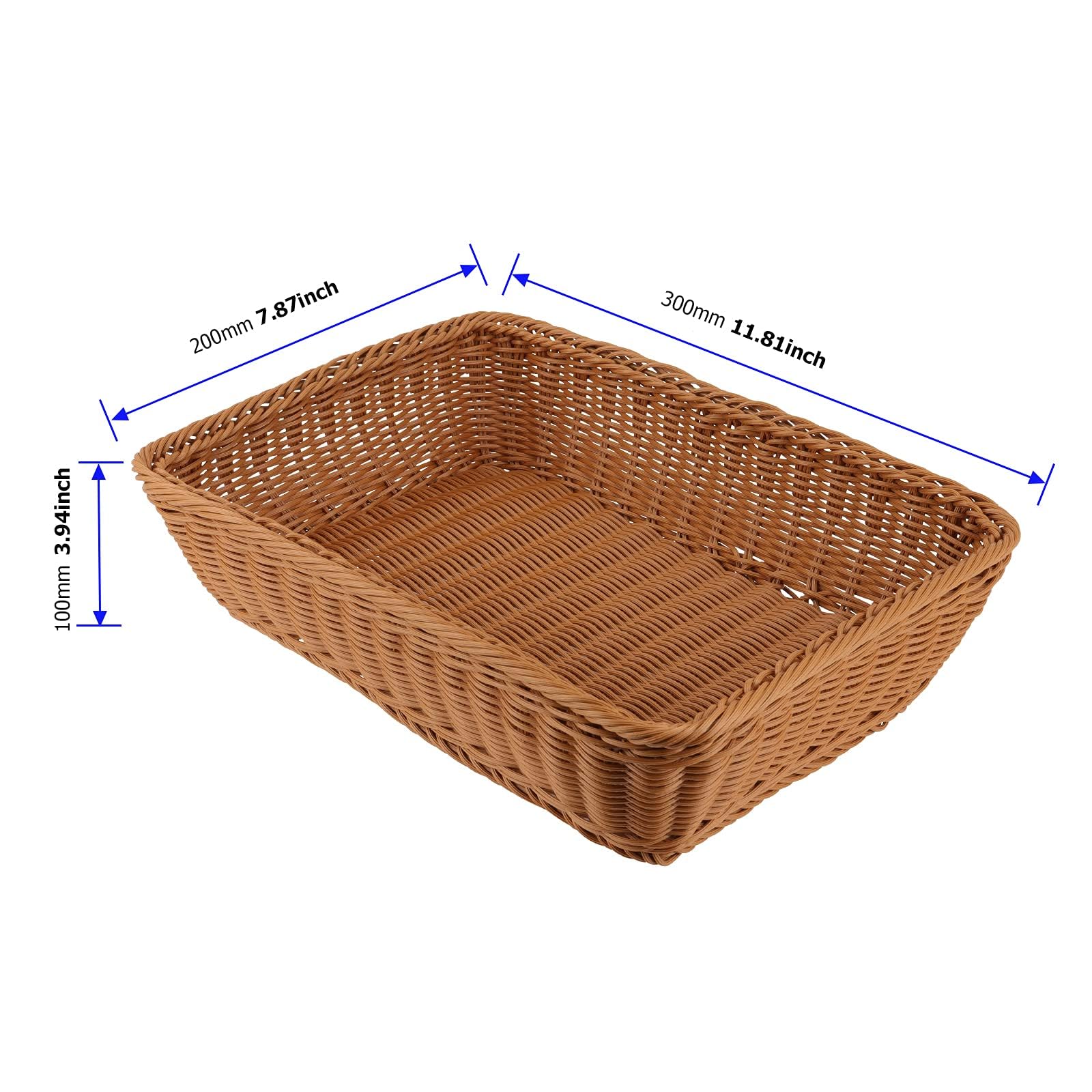 WONGWAI Lot de 4 corbeilles à pain en osier synthétique de 30,5 cm pour fruits, nourriture, légumes