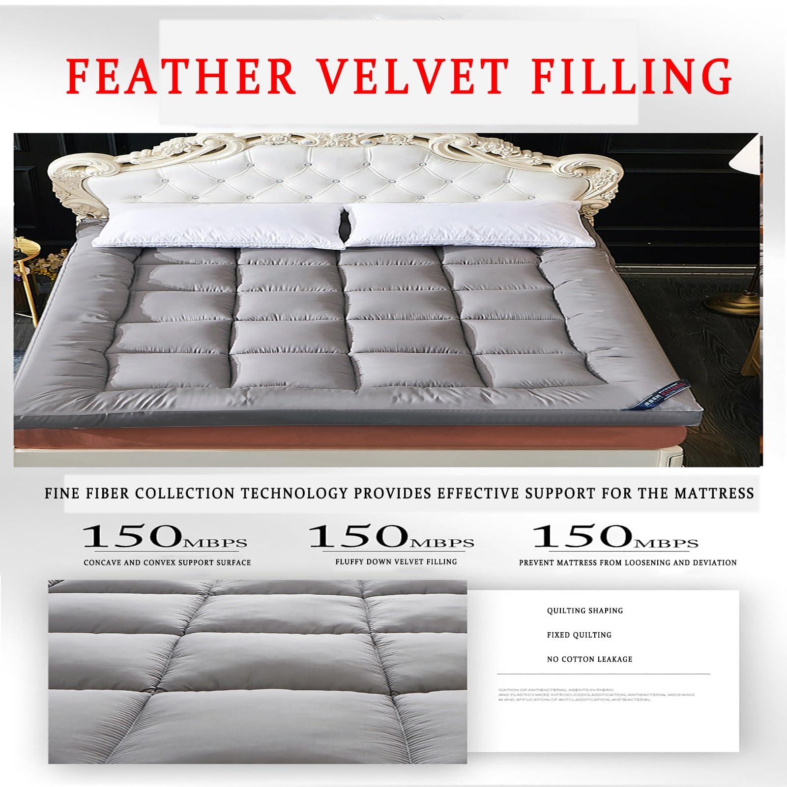 Materasso da pavimento giapponese, morbido, portatile, pieghevole, futon, spesso, per letto singolo, matrimoniale (grigio, 180 x 200 cm)