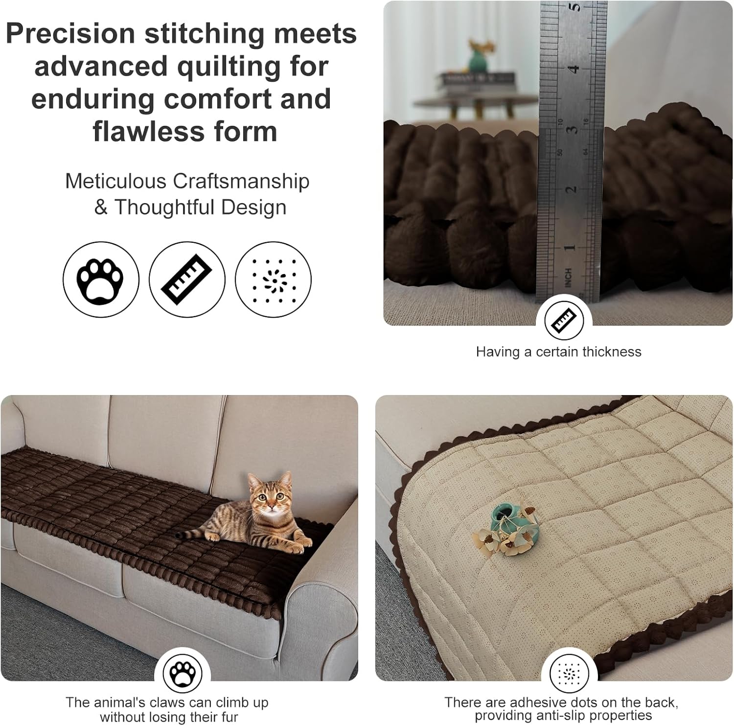 Couch Cover for Dogs, Washable Non-Slip Fuzzy Thick, Pet Friendly Sectional Sofa Protector with Anti-Slip Backing, Perfect as Dog Gifts,27.6"x56",Chocolate
