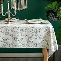 Vista 11 de 100% Waterproof Rustic Table Cloths Floral Print Linen Round Tablecloth Burlap Fabric Farmhouse Table Cloth, TPU Vinyl Table Cover for Kitchen