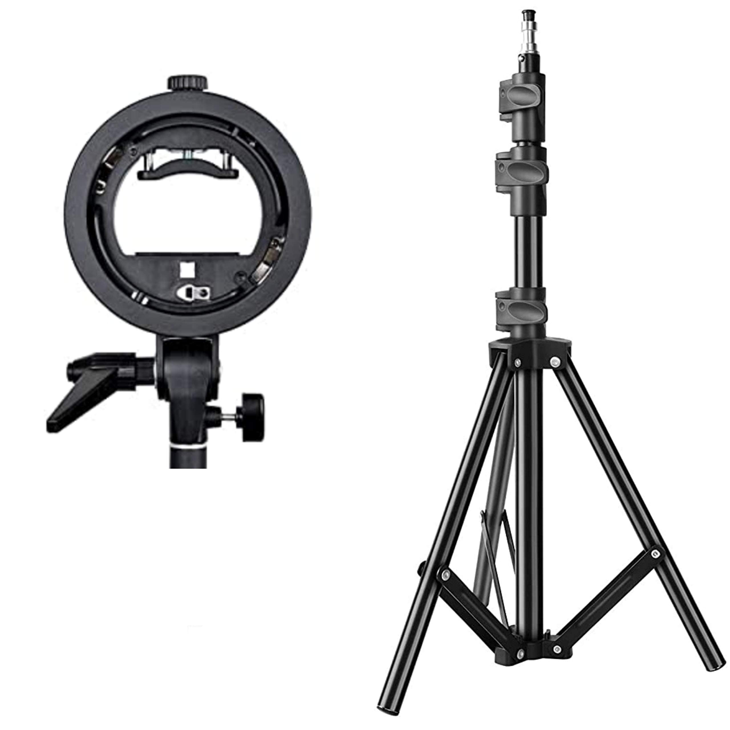 VTS Studio Photography S-Type Speedlite Bracket Holder with Elenchrome Mount and Adjustable Light Stand for Flash Snoot Softbox Beauty Dish Reflector Umbrella-image-25