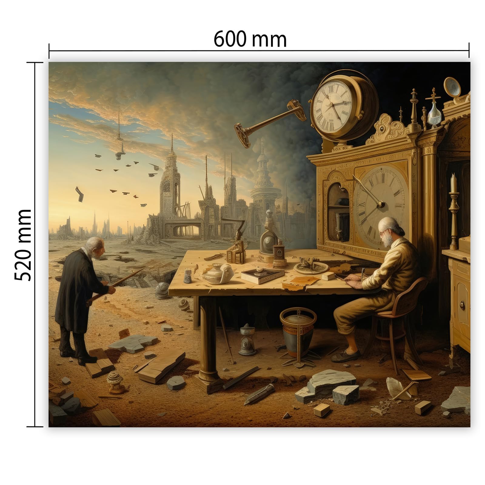 Protection plaque de cuisson, vitrocéramique, verre trempé, pour cuisinières électrique, à induction,planche à découper Horloge à peindre d'une seule pièce, 60x52 cm, marron (107016)